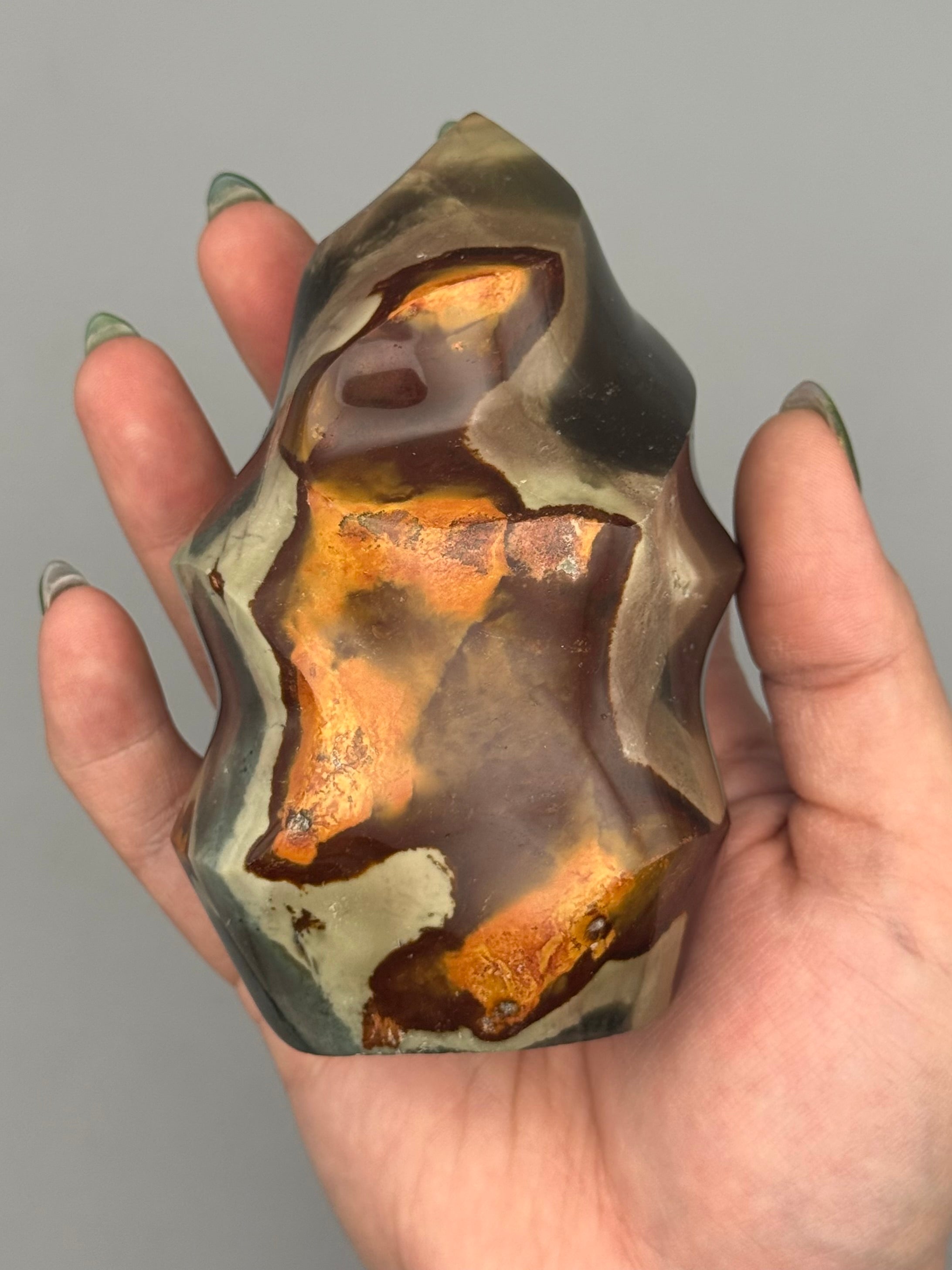•POLYCHROME JASPER• carved flame