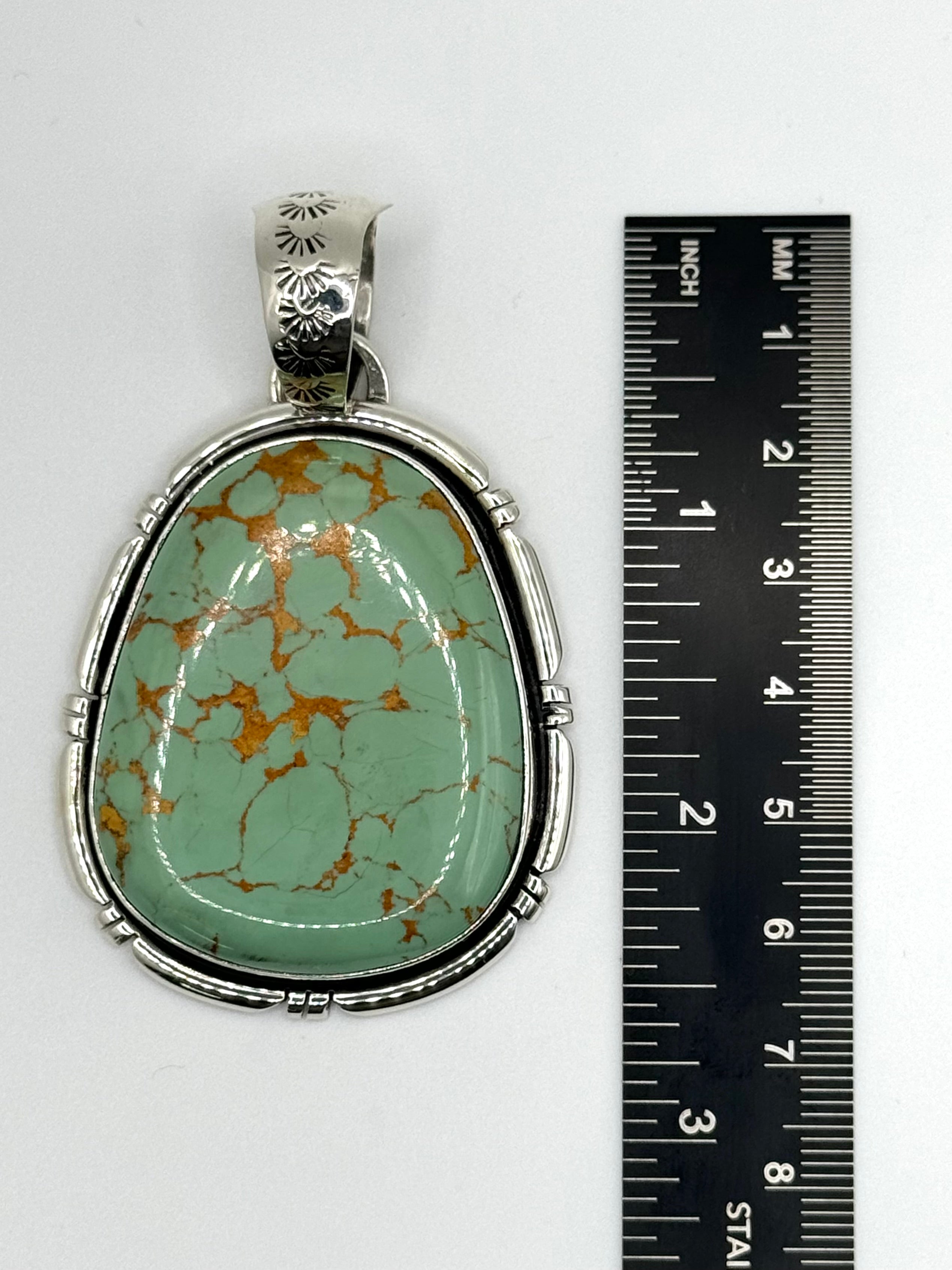 •KINGMAN TURQUOISE - 3• Navajo silver pendant