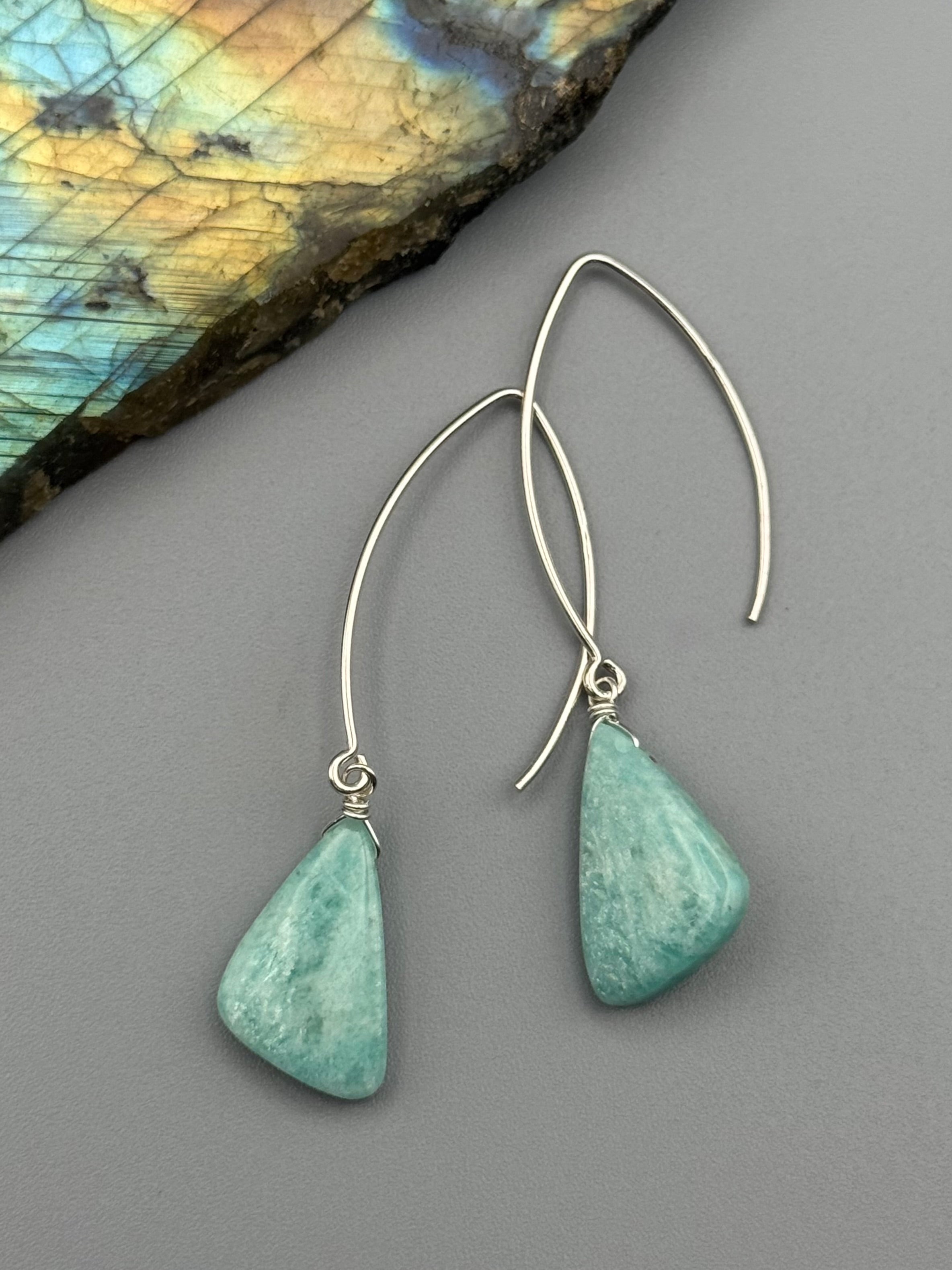 •STRAY• amazonite wing + silver earrings