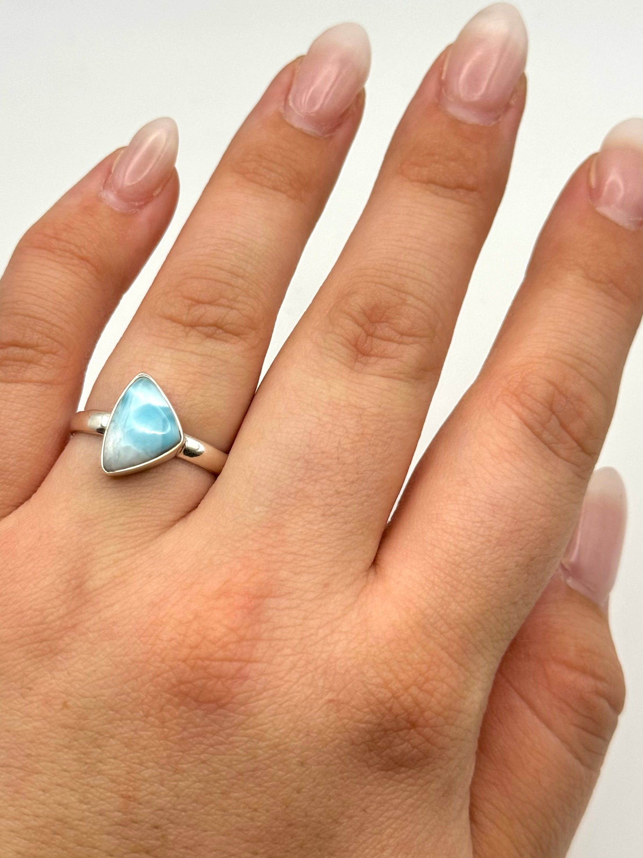 •LARIMAR - MEDIUM SOFT TRIANGLE• silver ring (size 9.25)