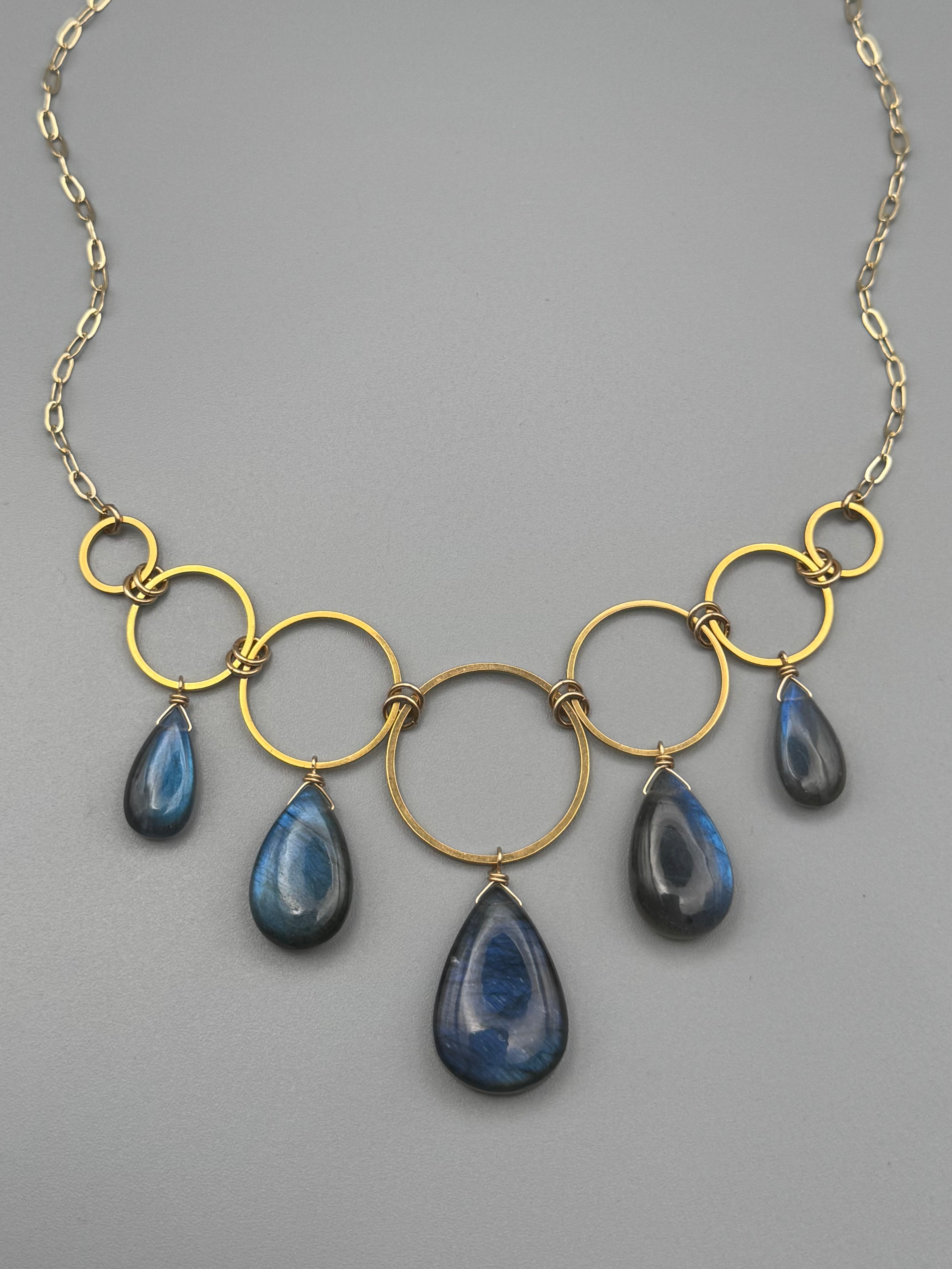 •UNION• labradorite tears + gold necklace (16"-18" long)
