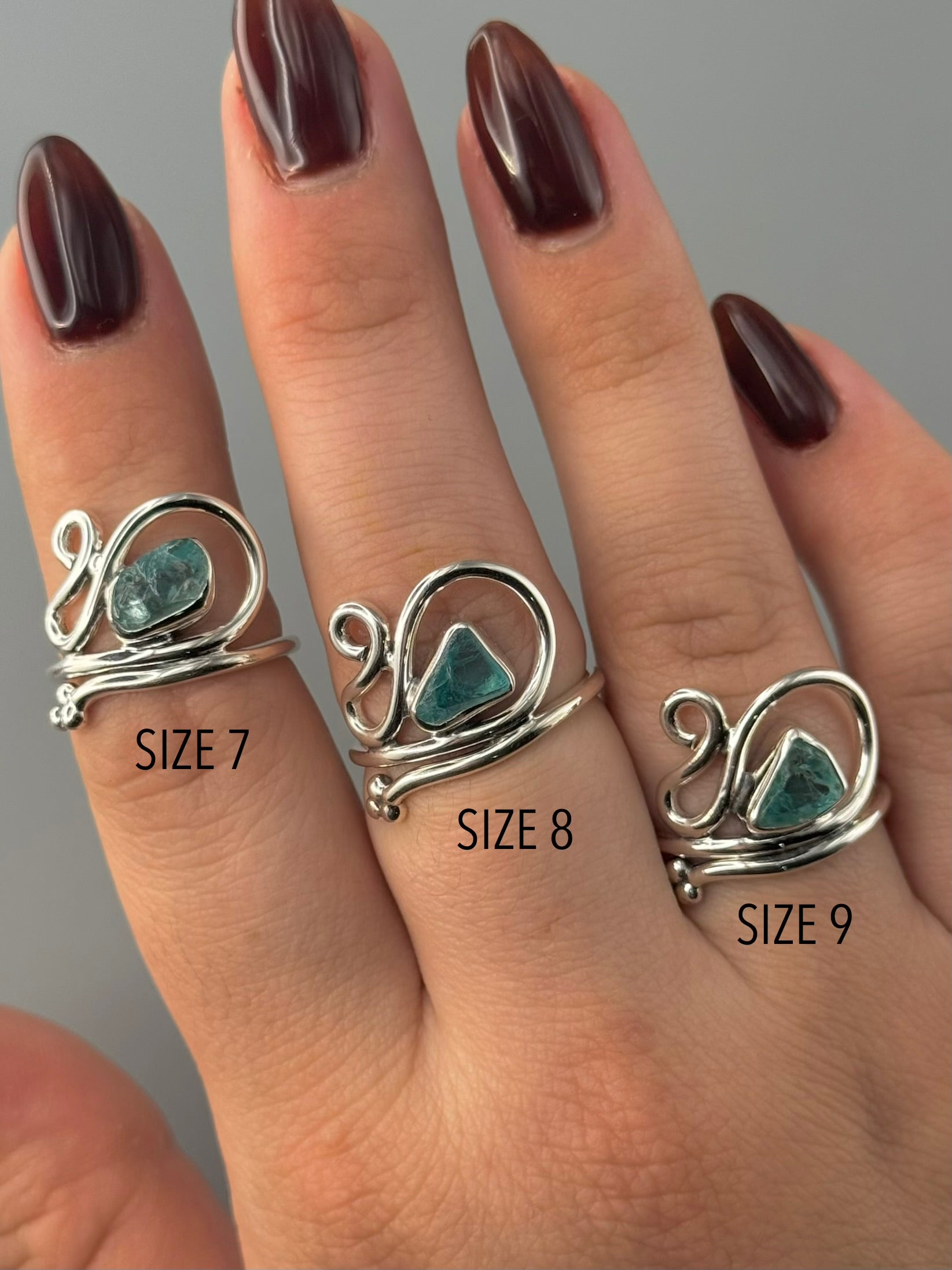 •BLUE APATITE - WHIRLWIND• sterling silver ring (various sizes)