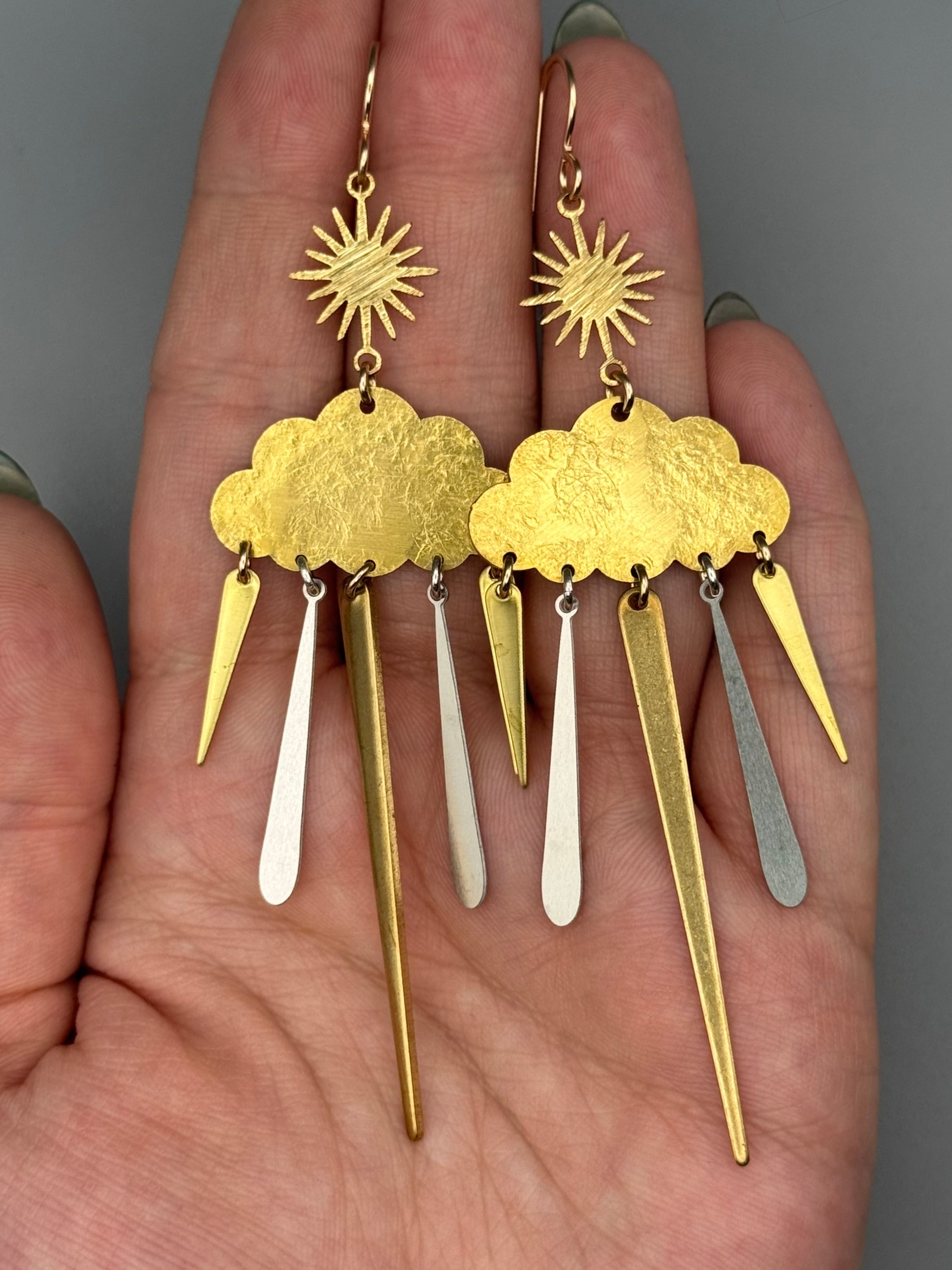 •SUN STORM• mixed metal dangle earrings