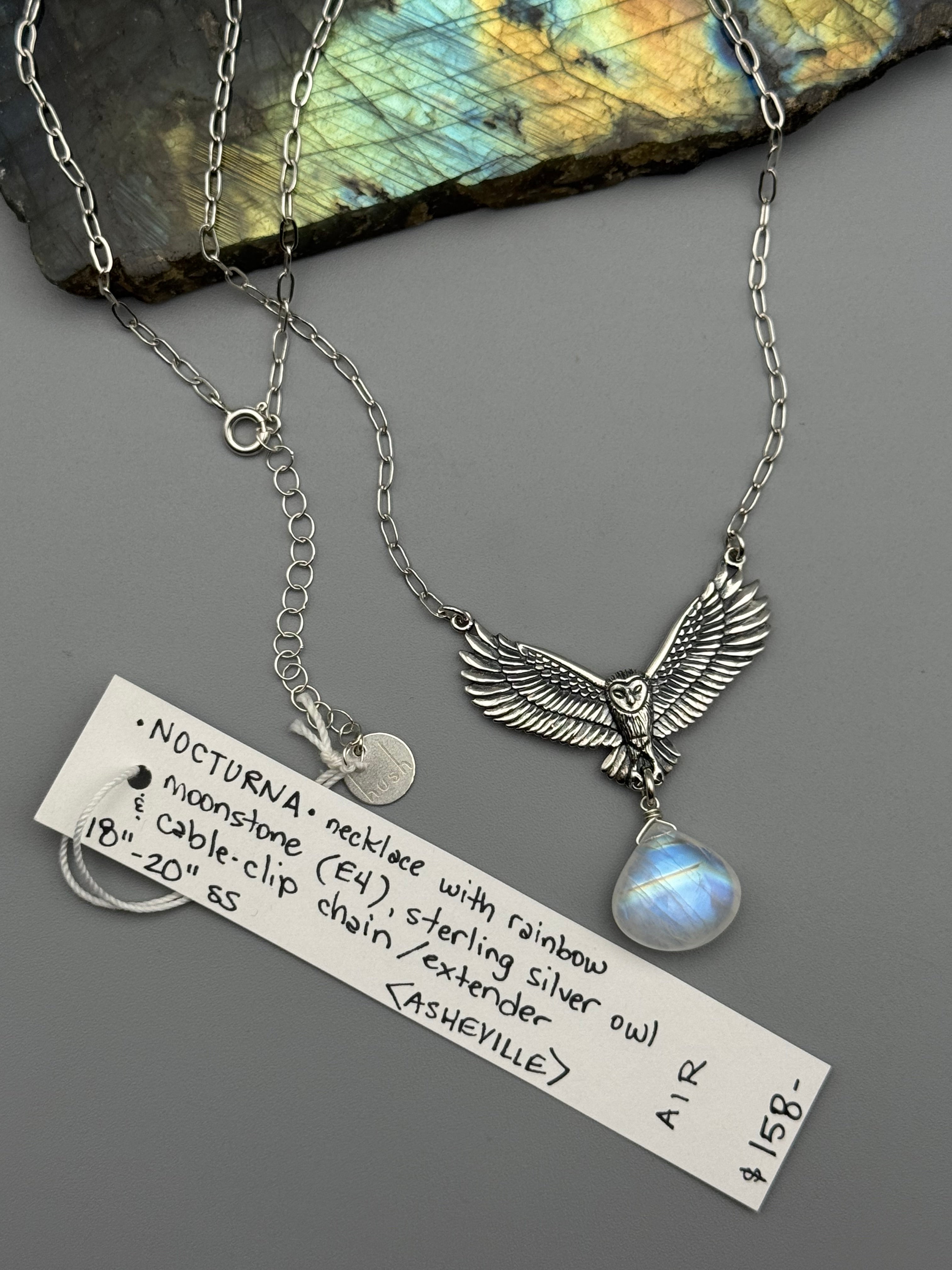 •NOCTURNA• rainbow moonstone + silver necklace (18"-20" long)