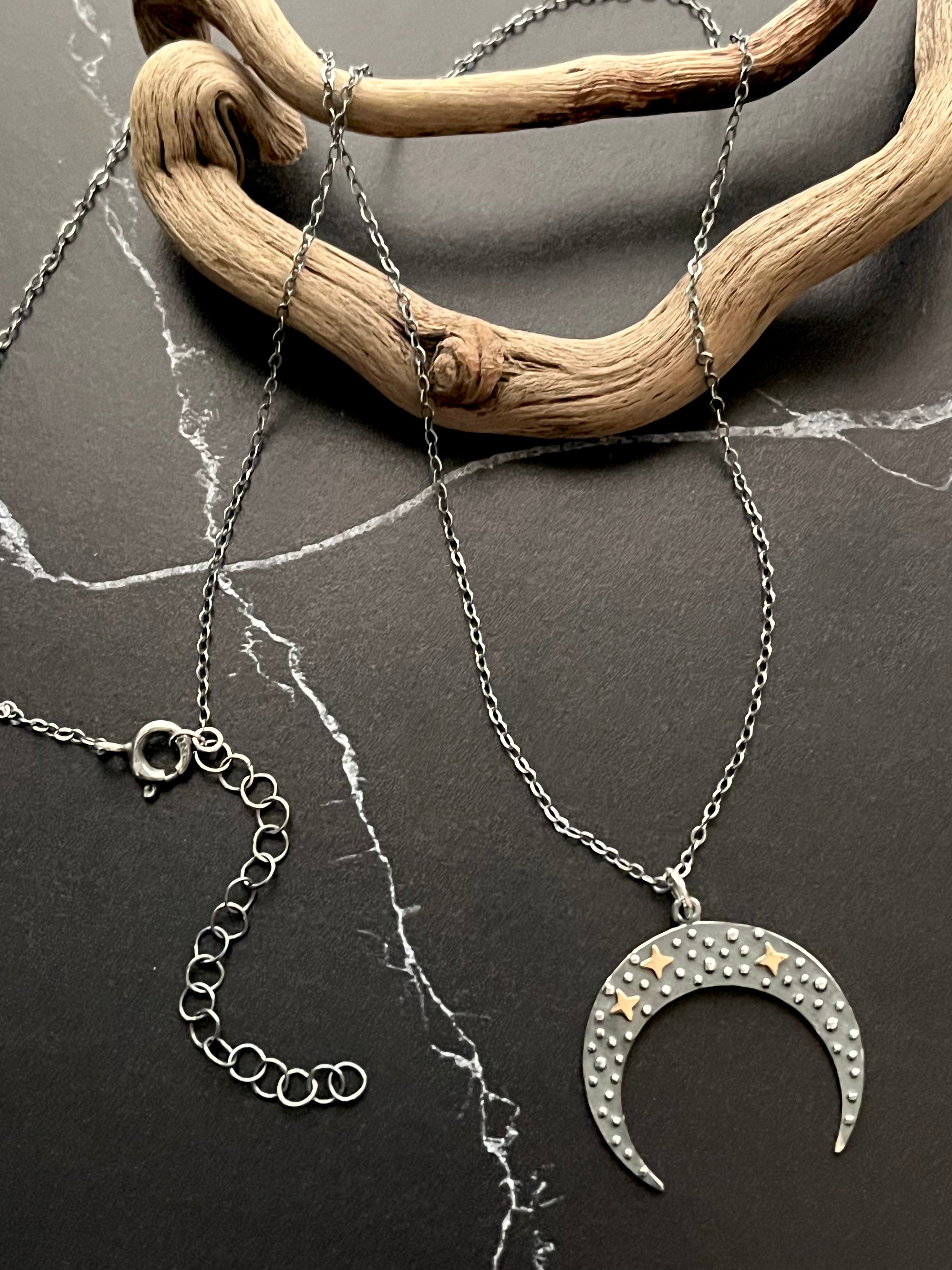 •COSMIC MOONRISE•  mixed metal necklace