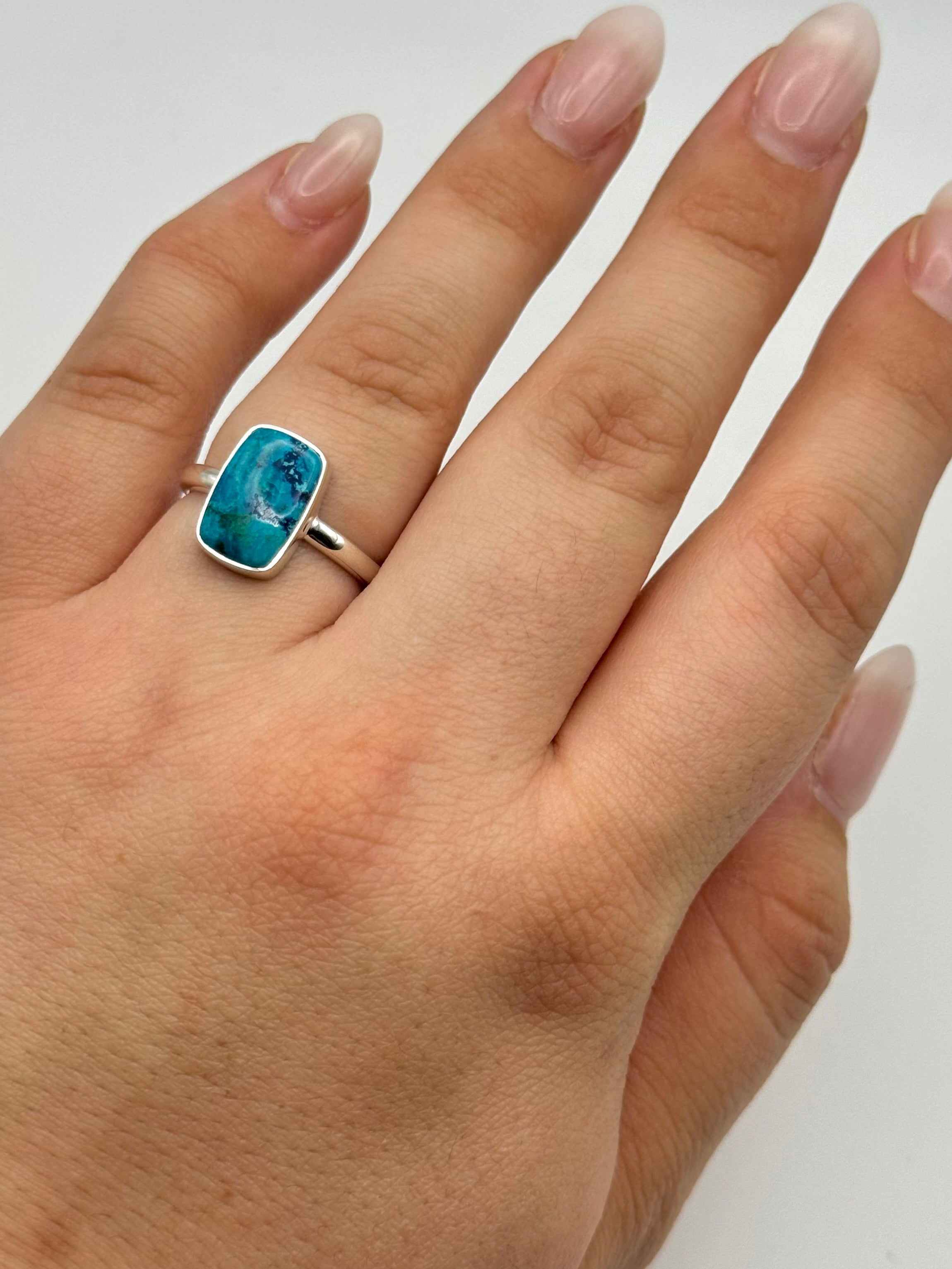 •SHATTUCKITE - MEDIUM SOFT RECTANGLE• silver ring (size 8)