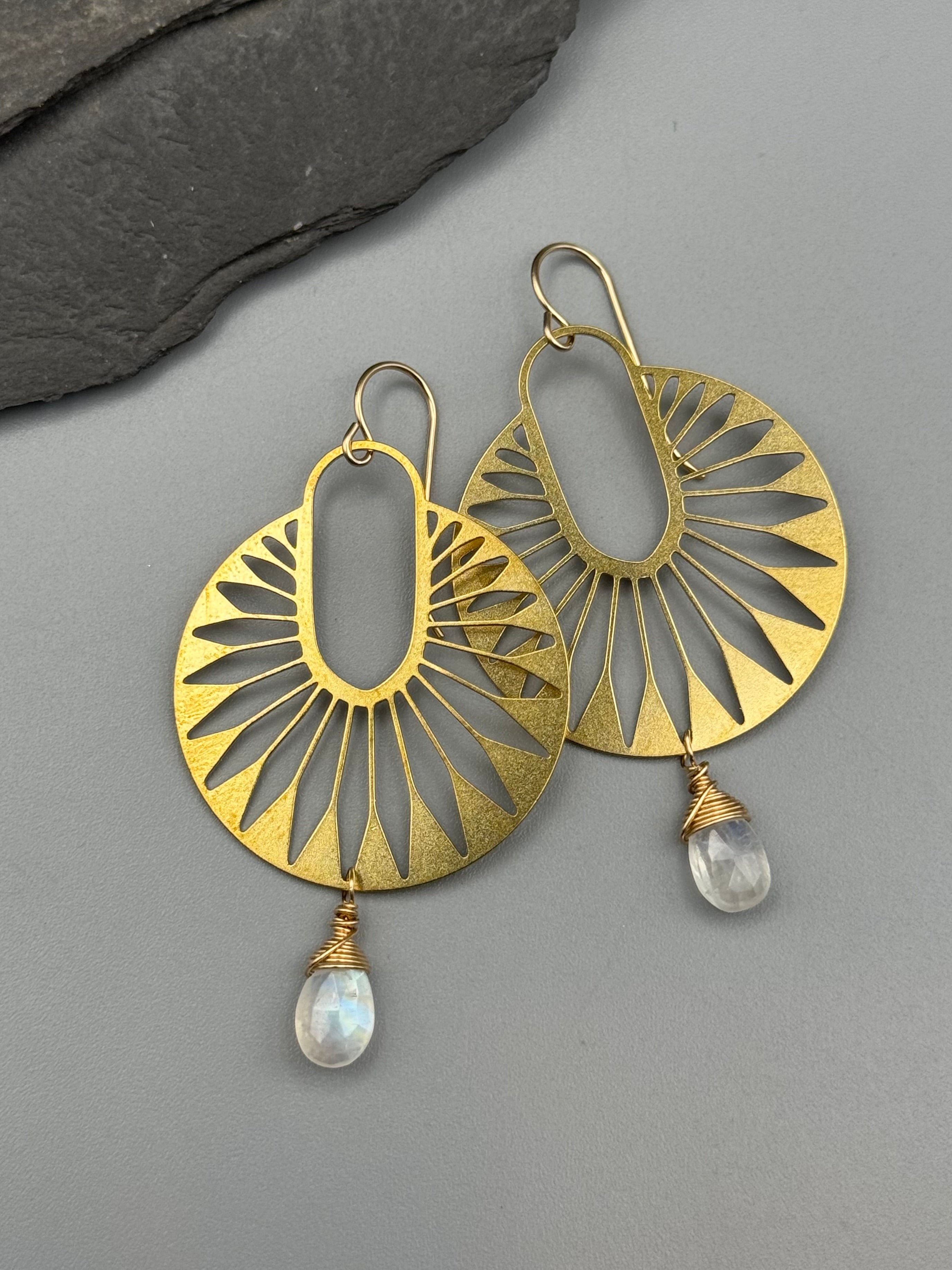 •DECO PALMS• gold earrings (various stones)