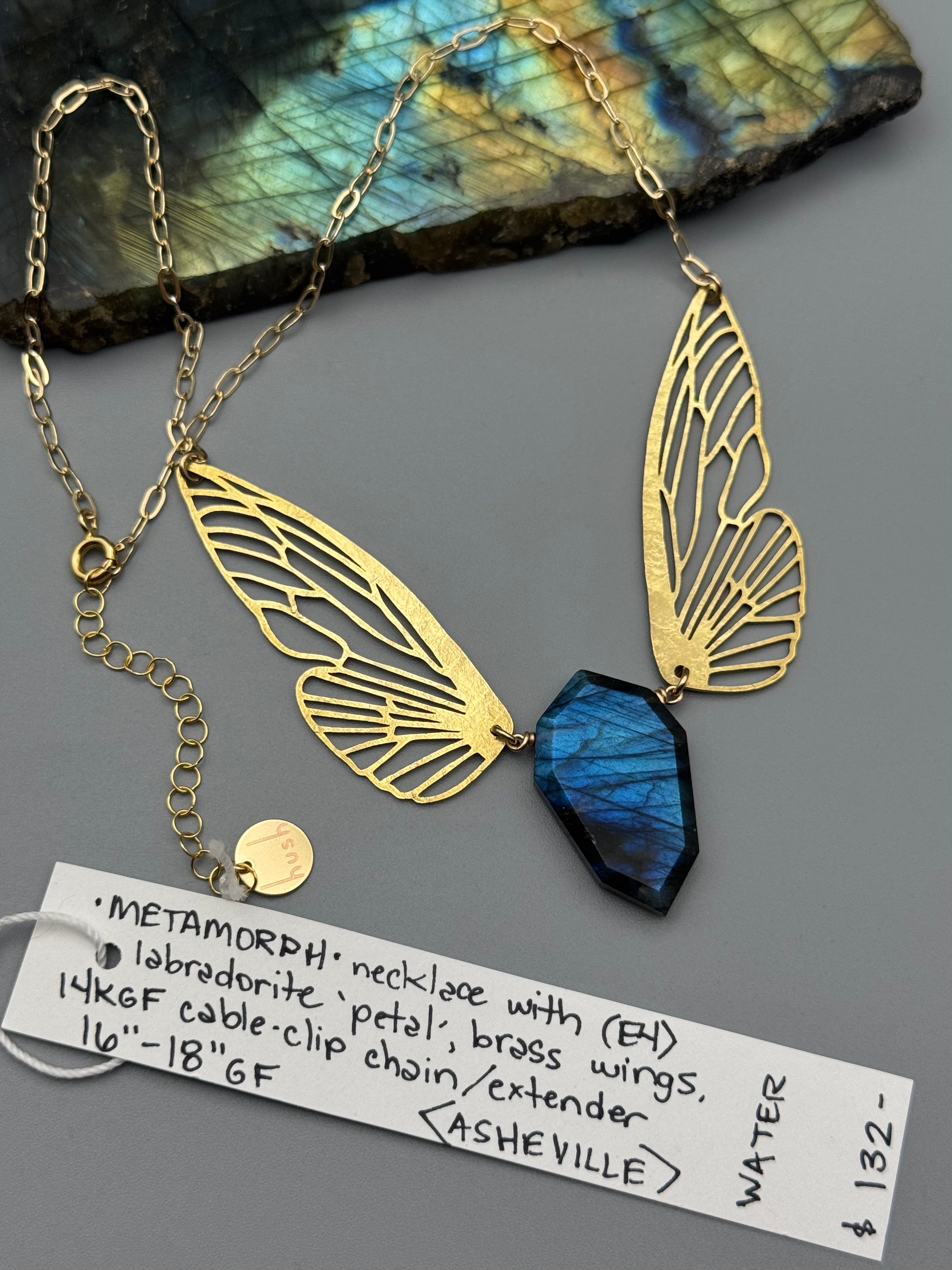 •METAMORPH• labradorite petal + gold necklace (16"-18" long)