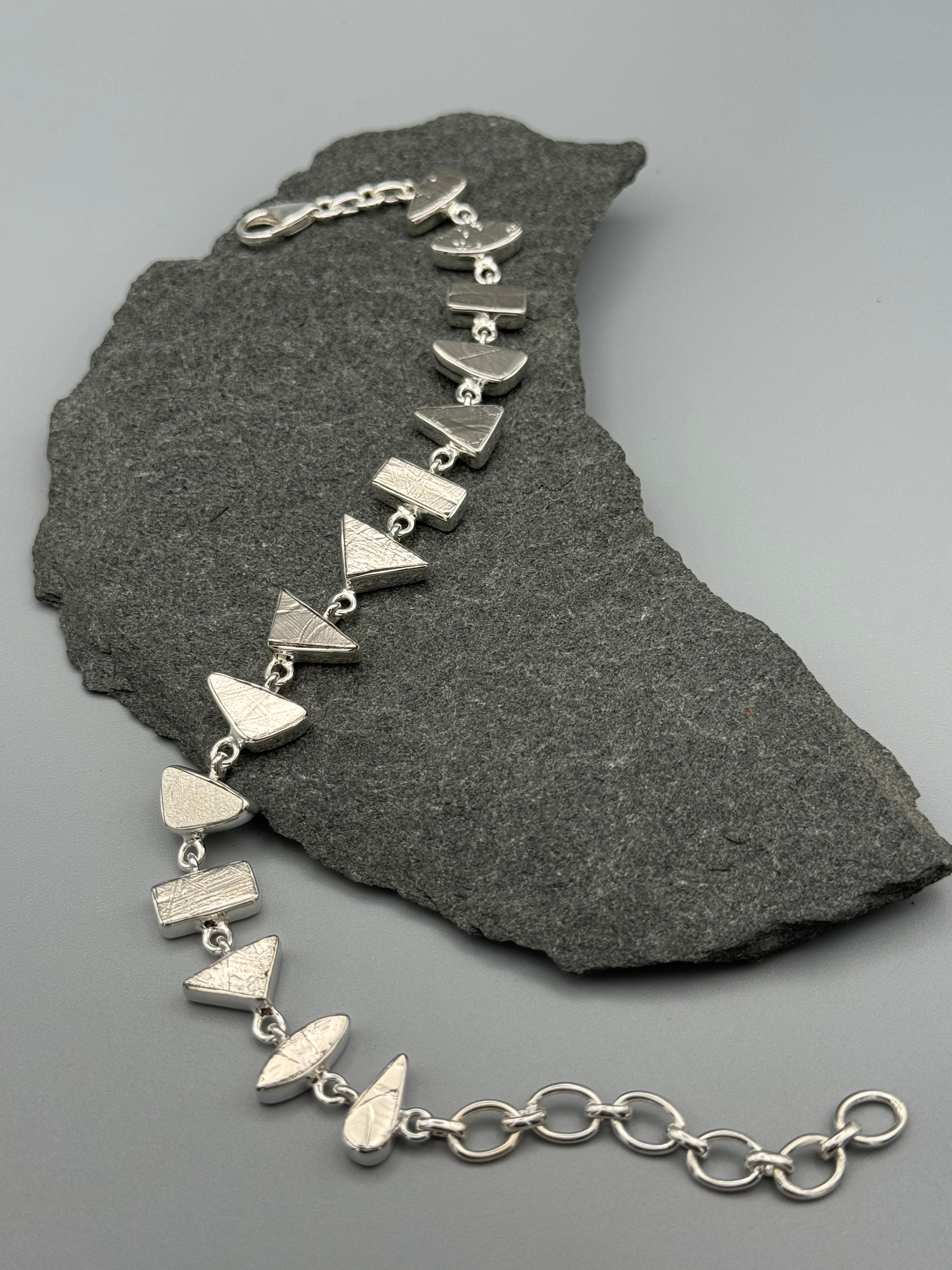 •METEORITE - GEO MIX• linked silver bracelet (7.25" - 9")