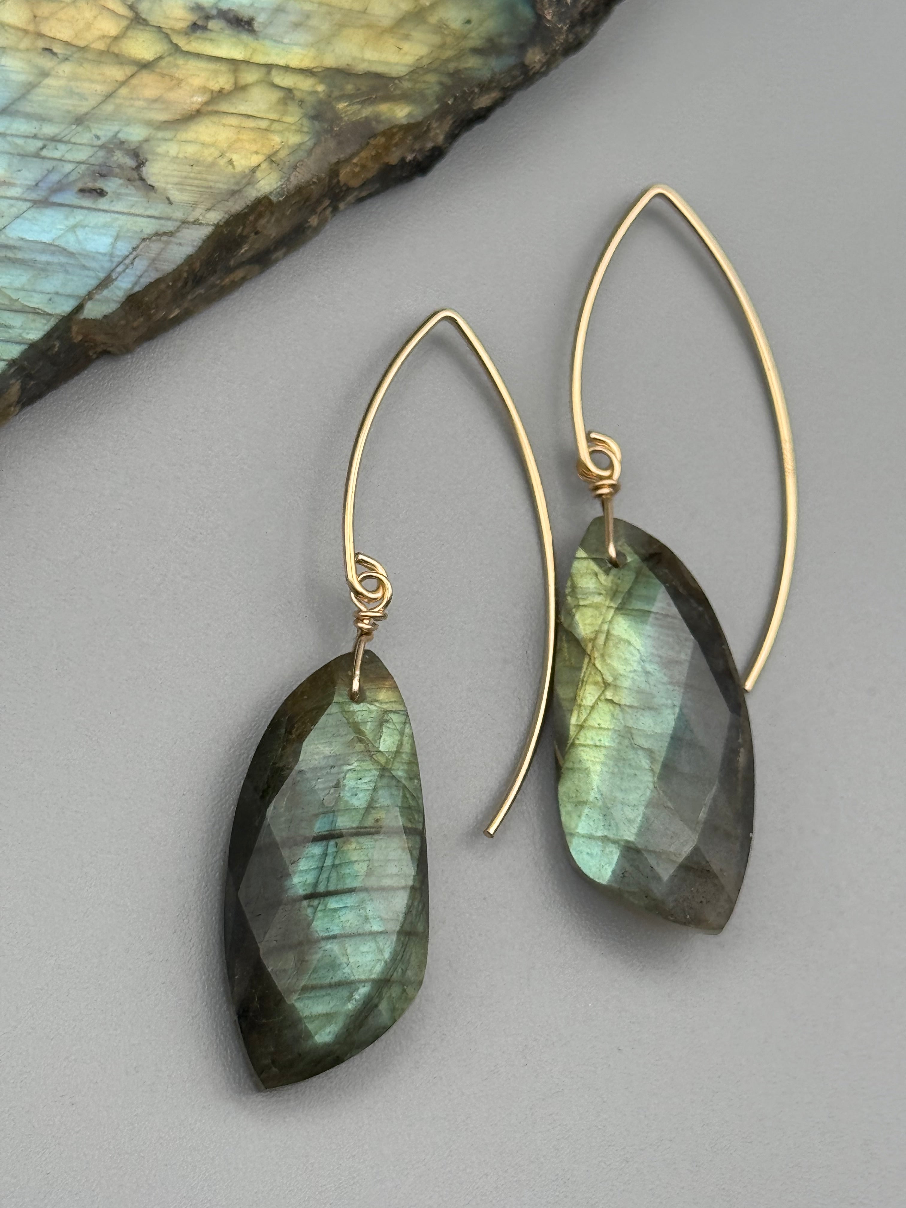 •STRAY• labradorite wing + gold earrings