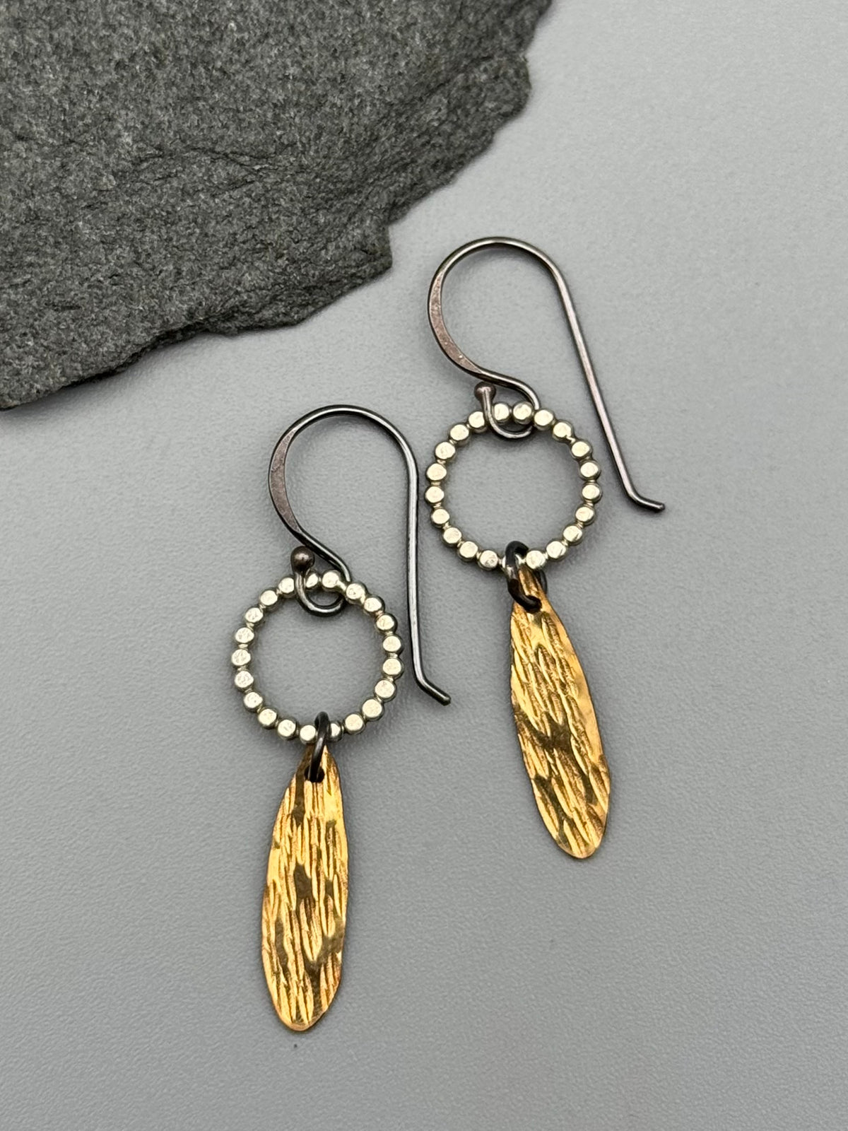 •GOLD DROP - SLENDER• mixed metal dangle earrings