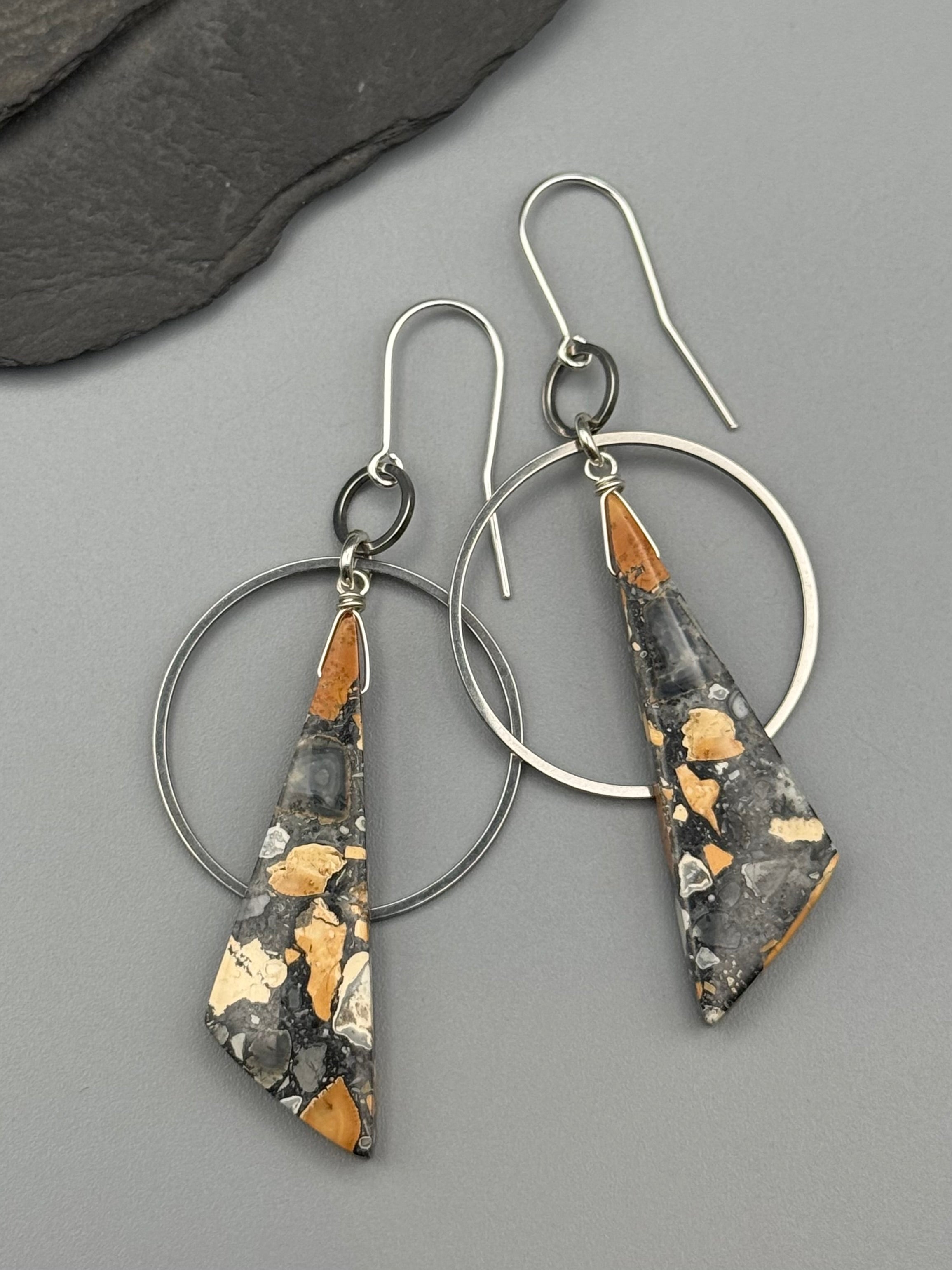 •EQUA ORBIT• maligano jasper + silver earrings