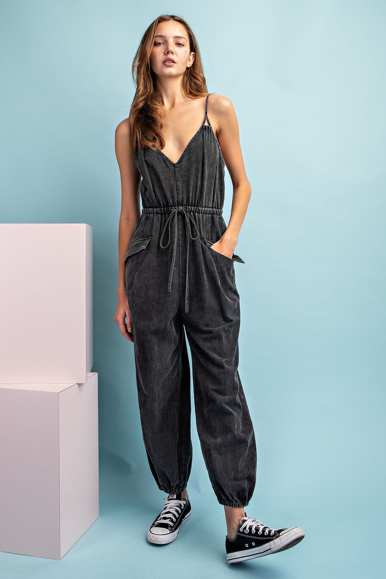 •DYLAN - COAL• cotton jogger style jumpsuit