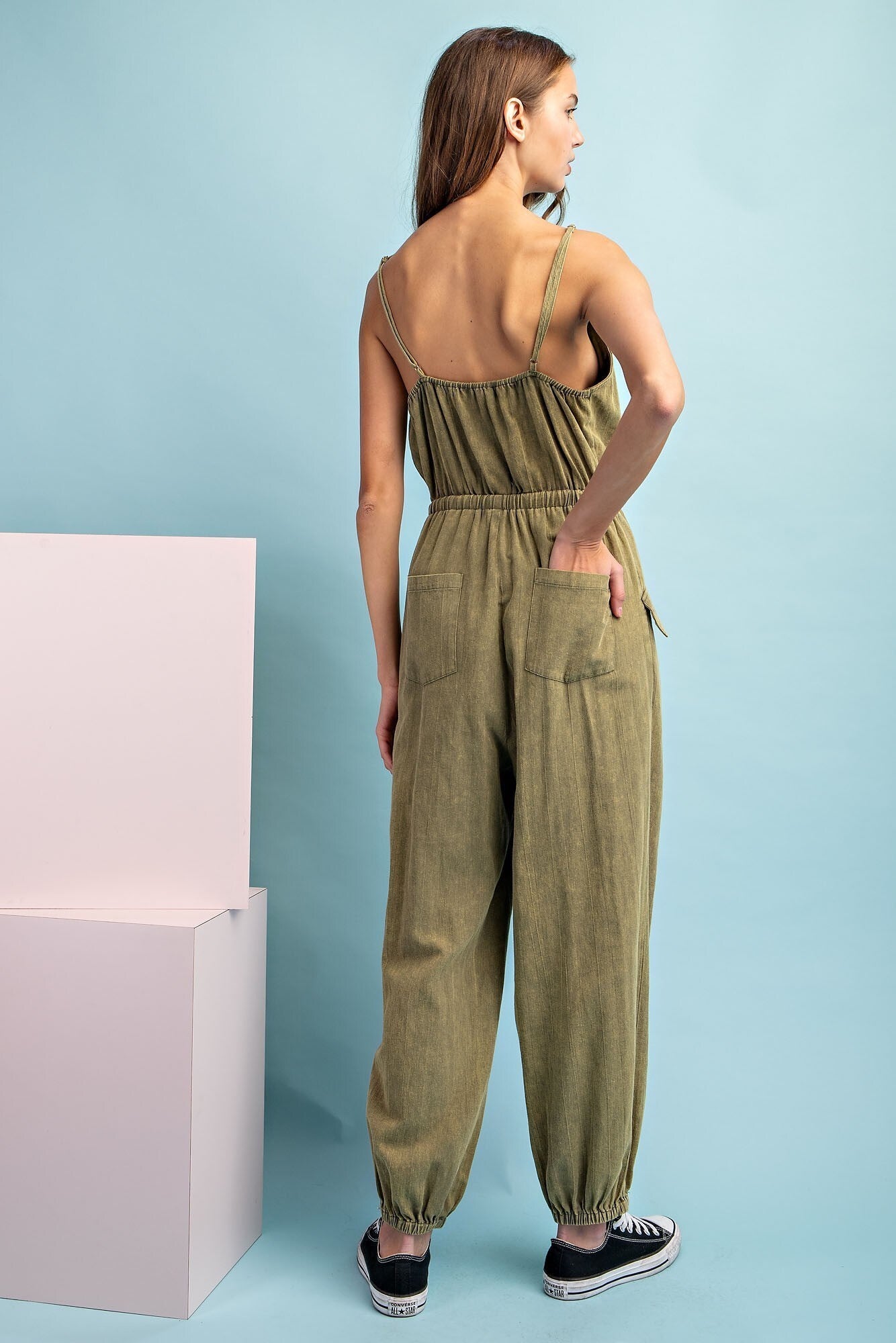 •DYLAN - OLIVE• cotton jogger style jumpsuit