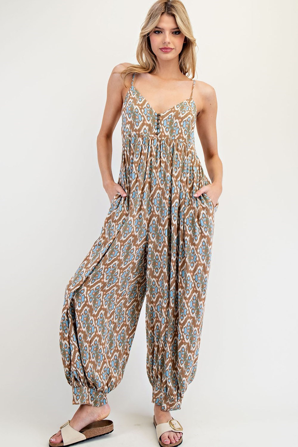 •PEYTON - IKAT• relaxed fit V-neck jumpsuit