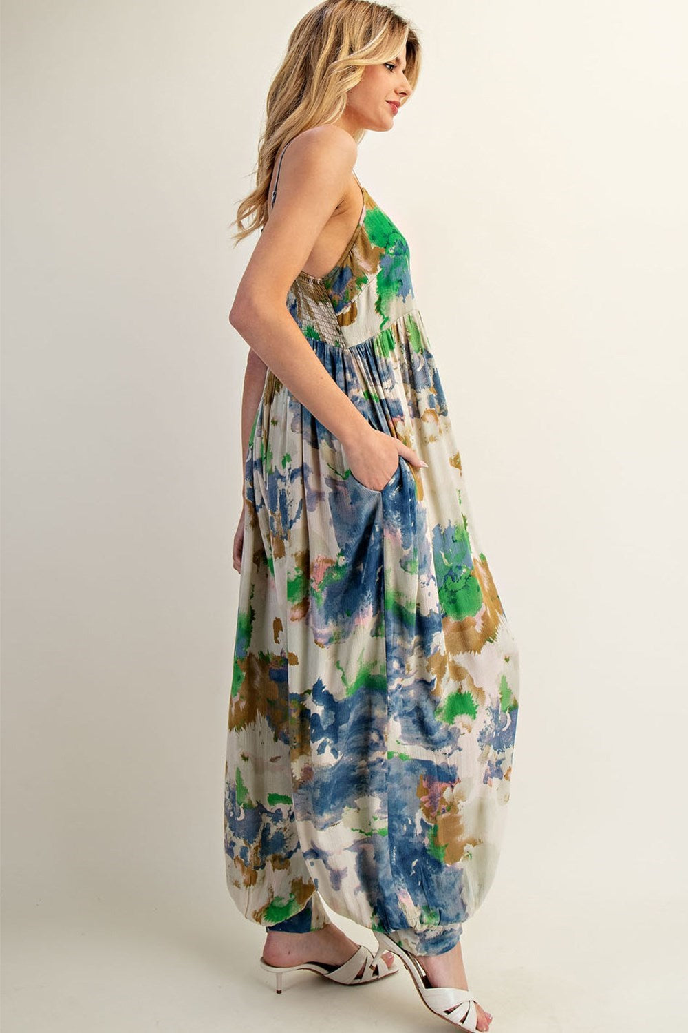 •PEYTON - WATERCOLOR• relaxed fit V-neck jumpsuit