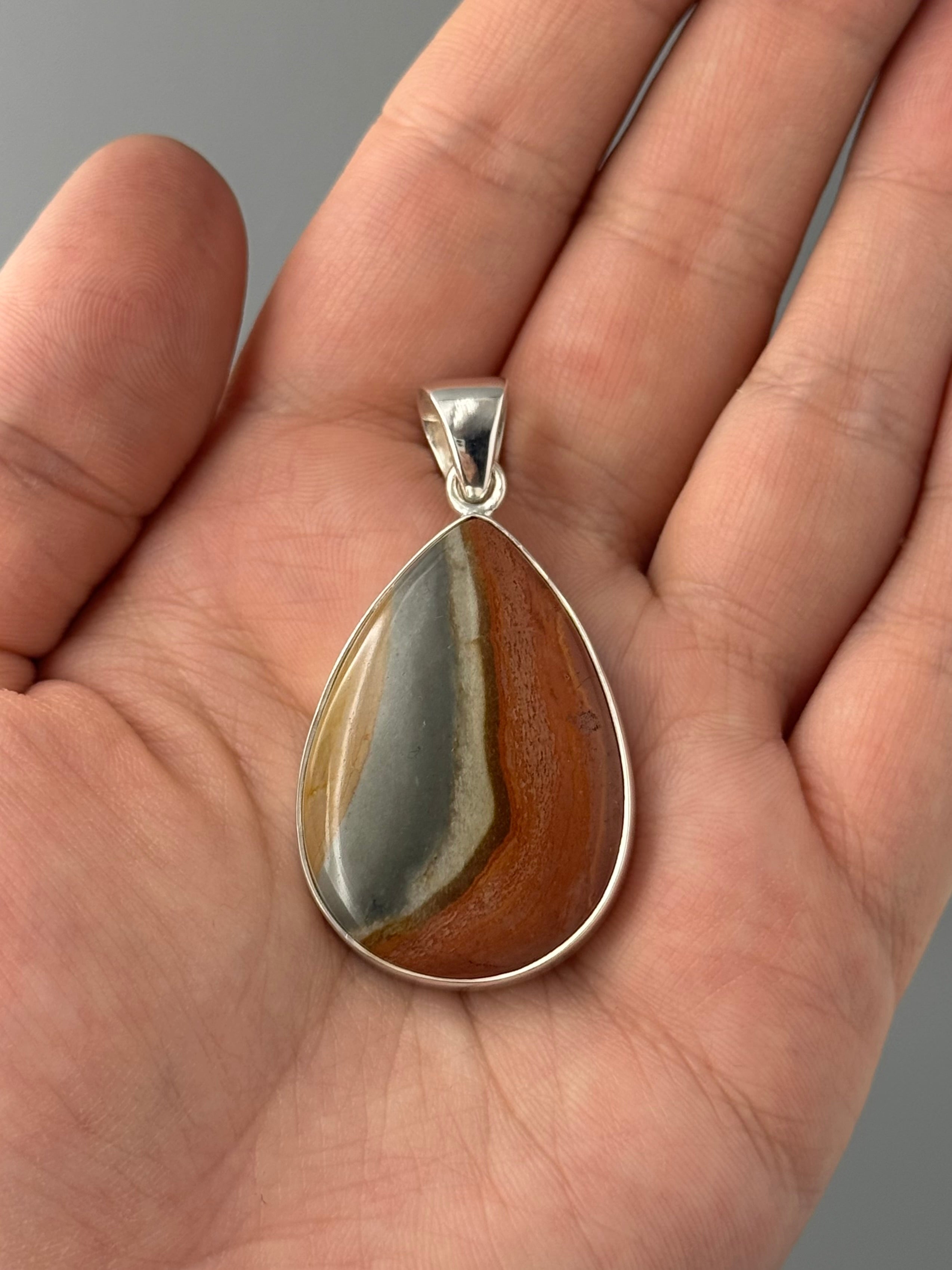 •POLYCHROME JASPER - TEARDROP• sterling silver pendant