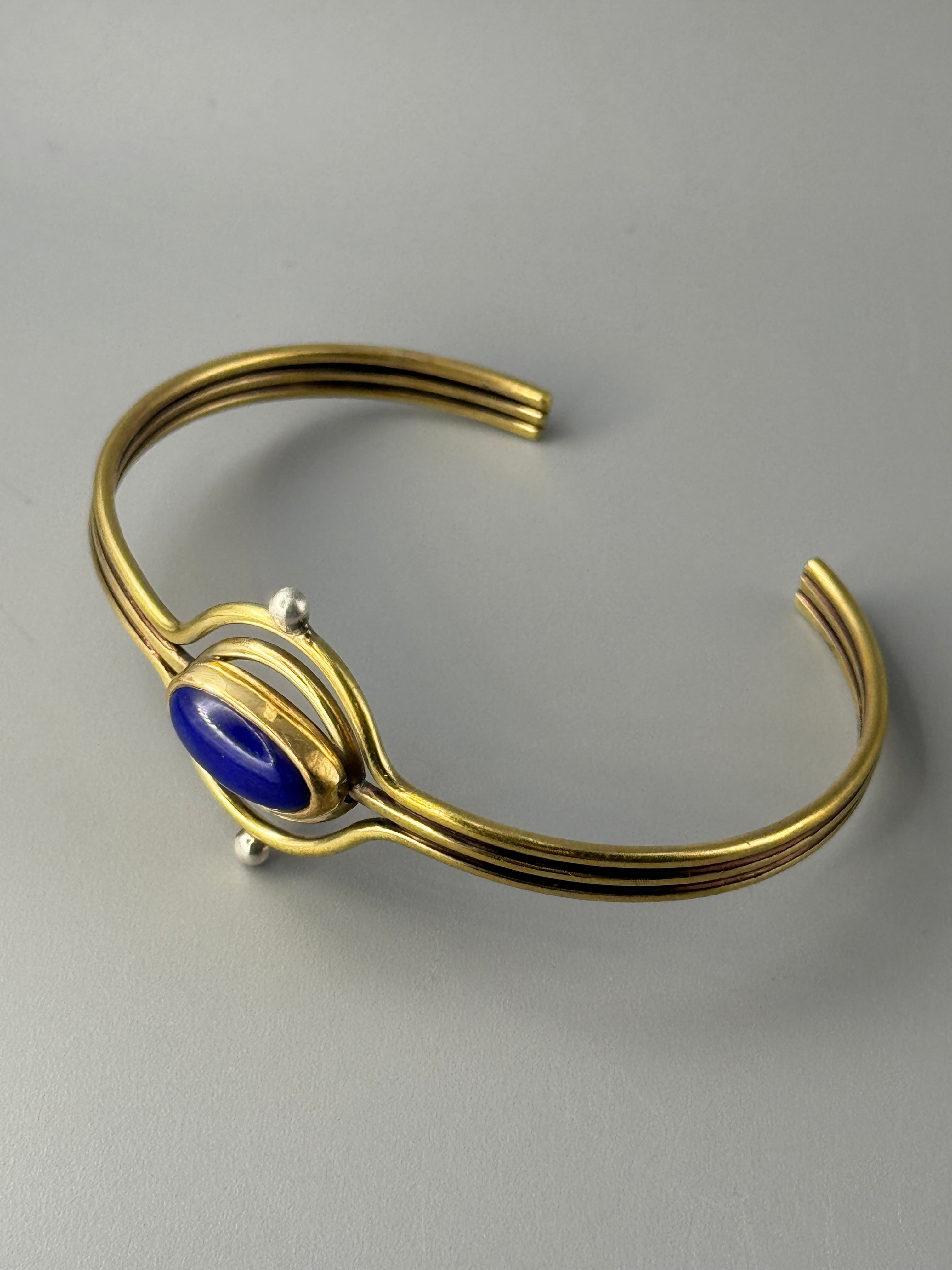 •LAPIS LAZULI• mixed metal cuff bracelet
