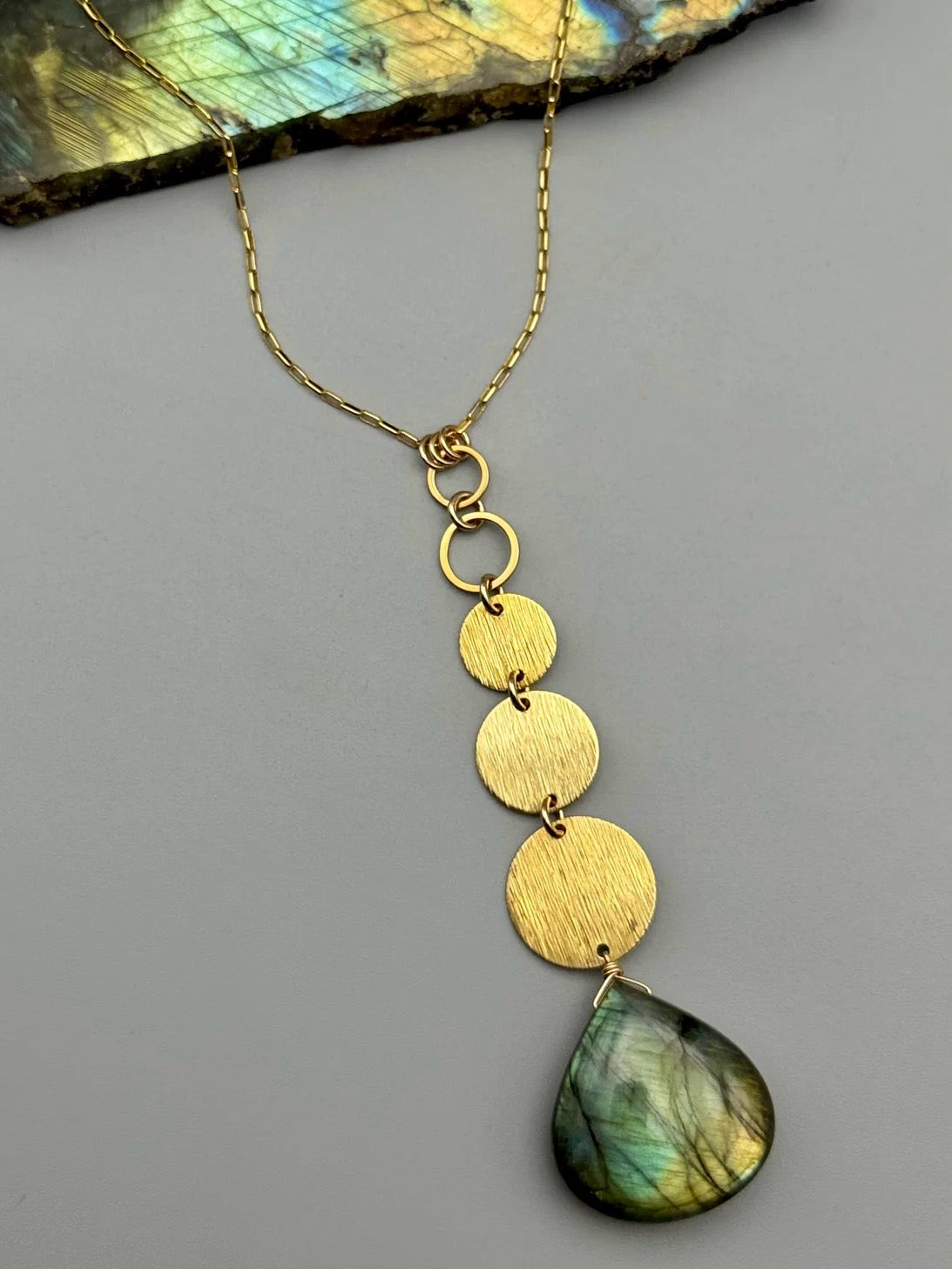 •NYX• labradorite + gold necklace (26"-28" long)