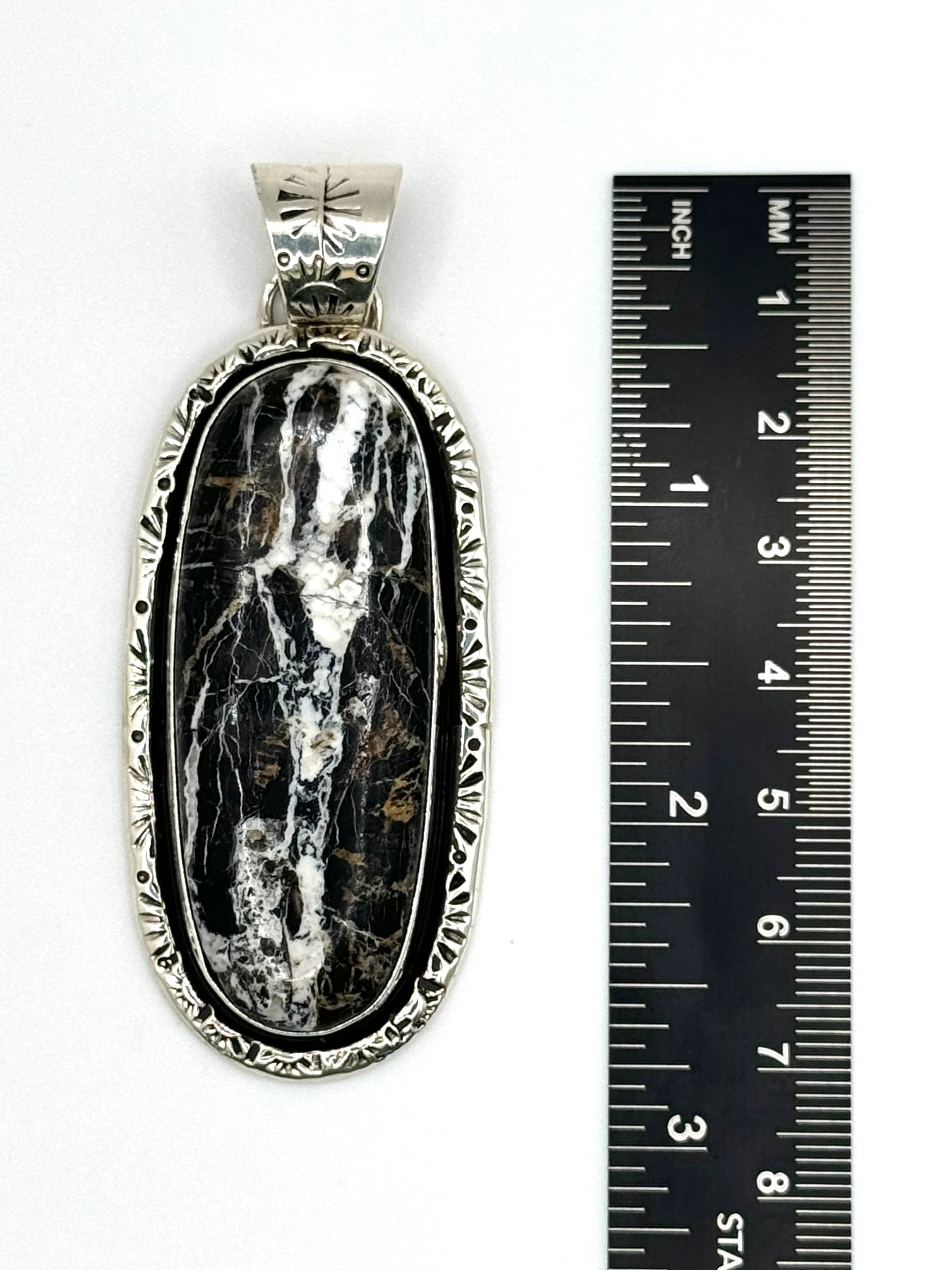 •WHITE BUFFALO TURQUOISE - 2• Navajo silver pendant