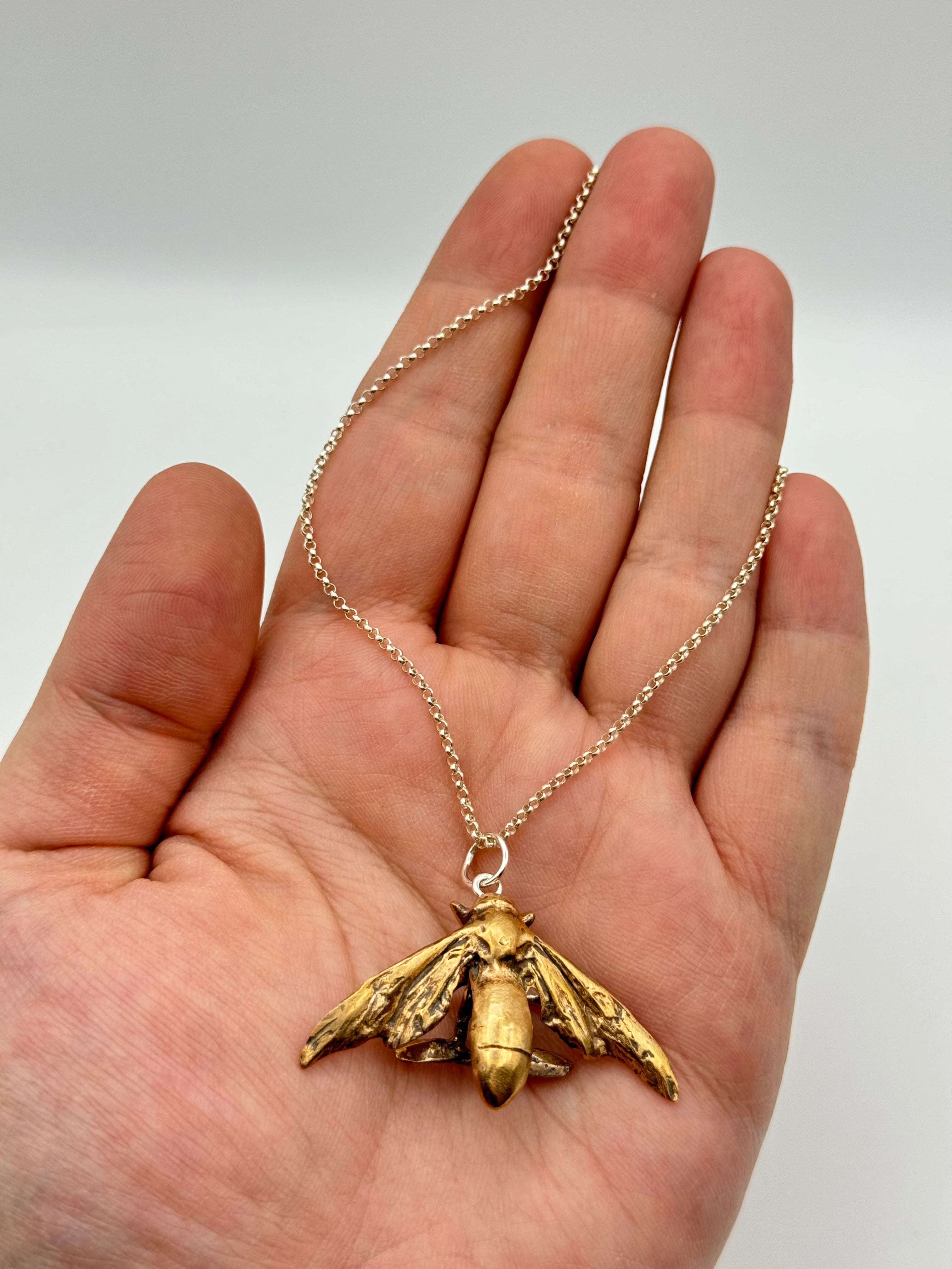 •CICADA KILLER CAST• bronze + silver necklace (18"-21" long)