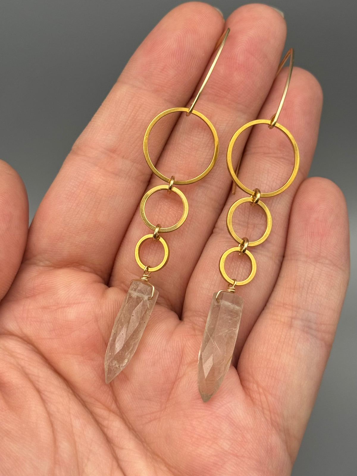 •SIX OF CUPS• rutilated quartz fang + gold earrings