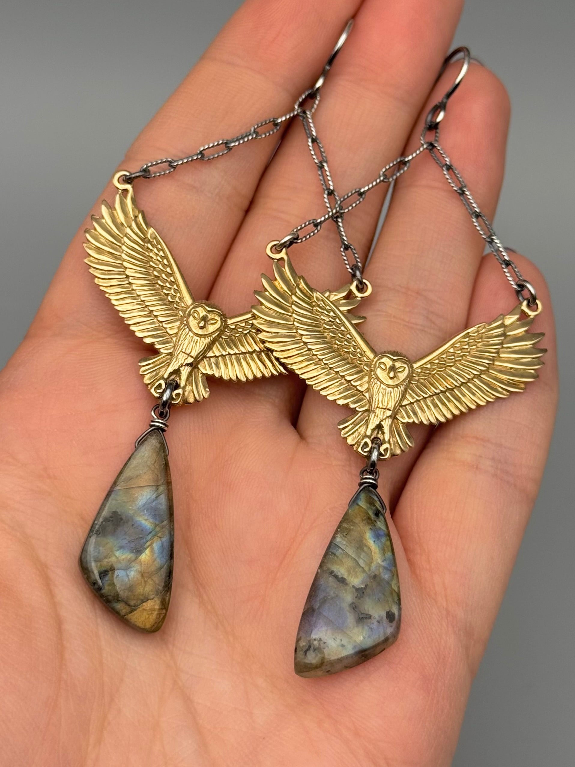 •NOCTURNA• labradorite wing + gold earrings