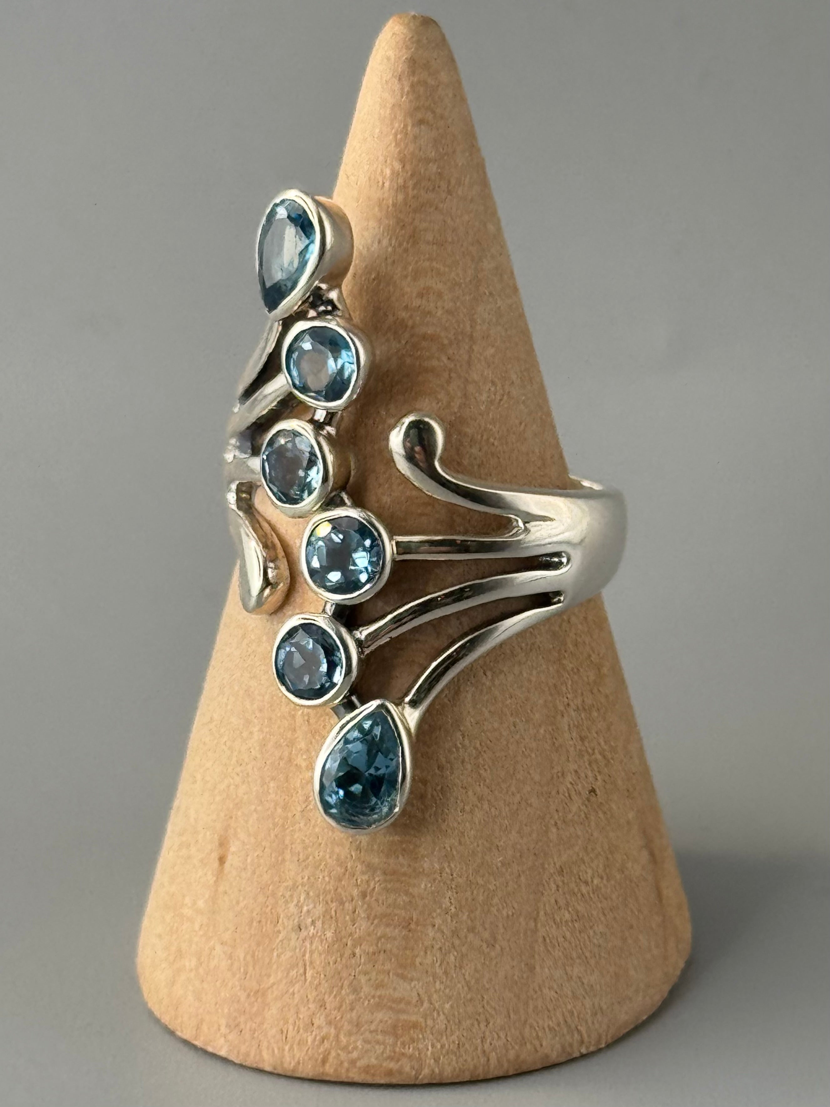 •BLUE TOPAZ - TIDAL• sterling silver ring (various sizes)