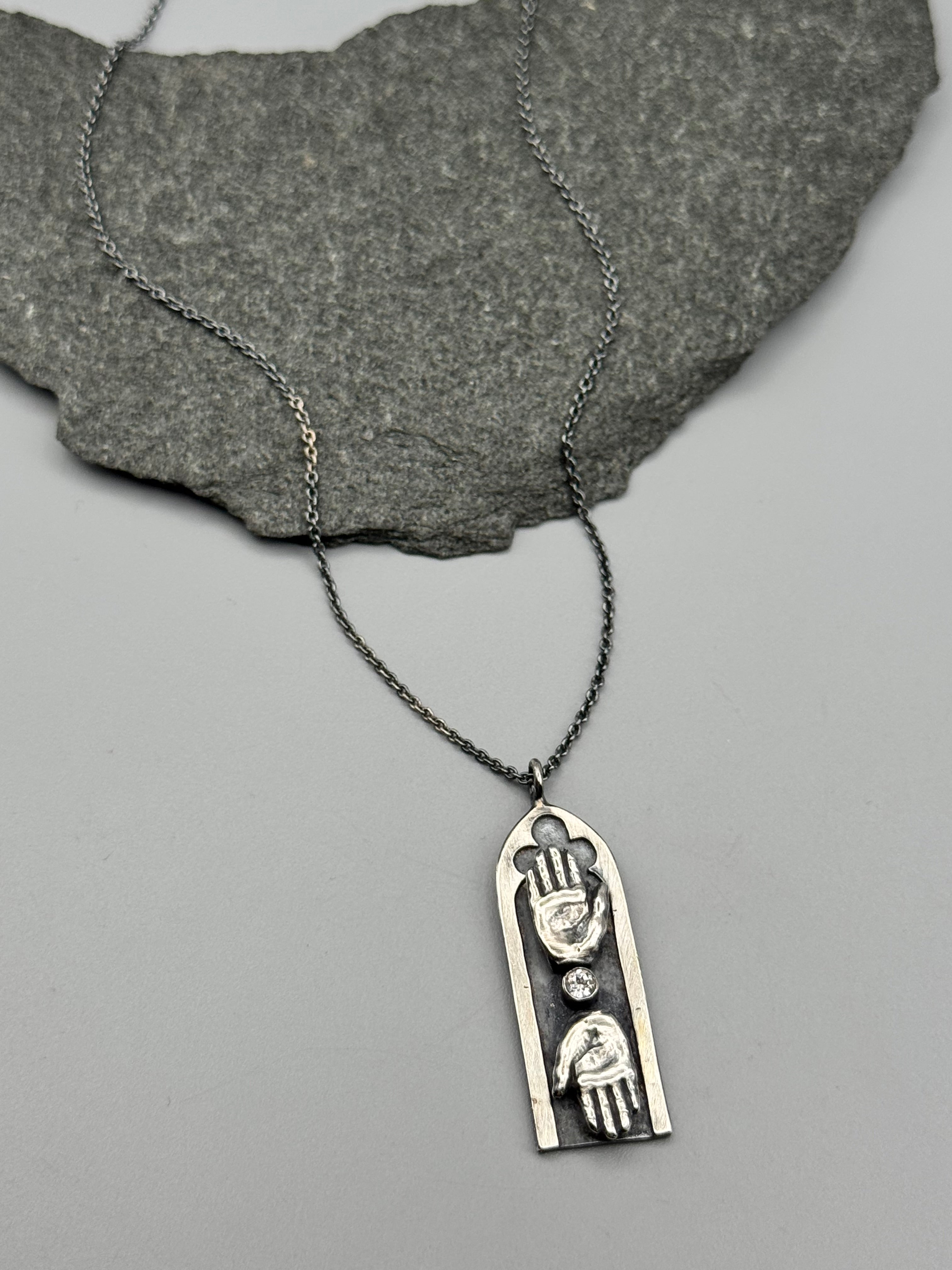 •OUTREACH• white topaz + silver necklace (18.75" long)