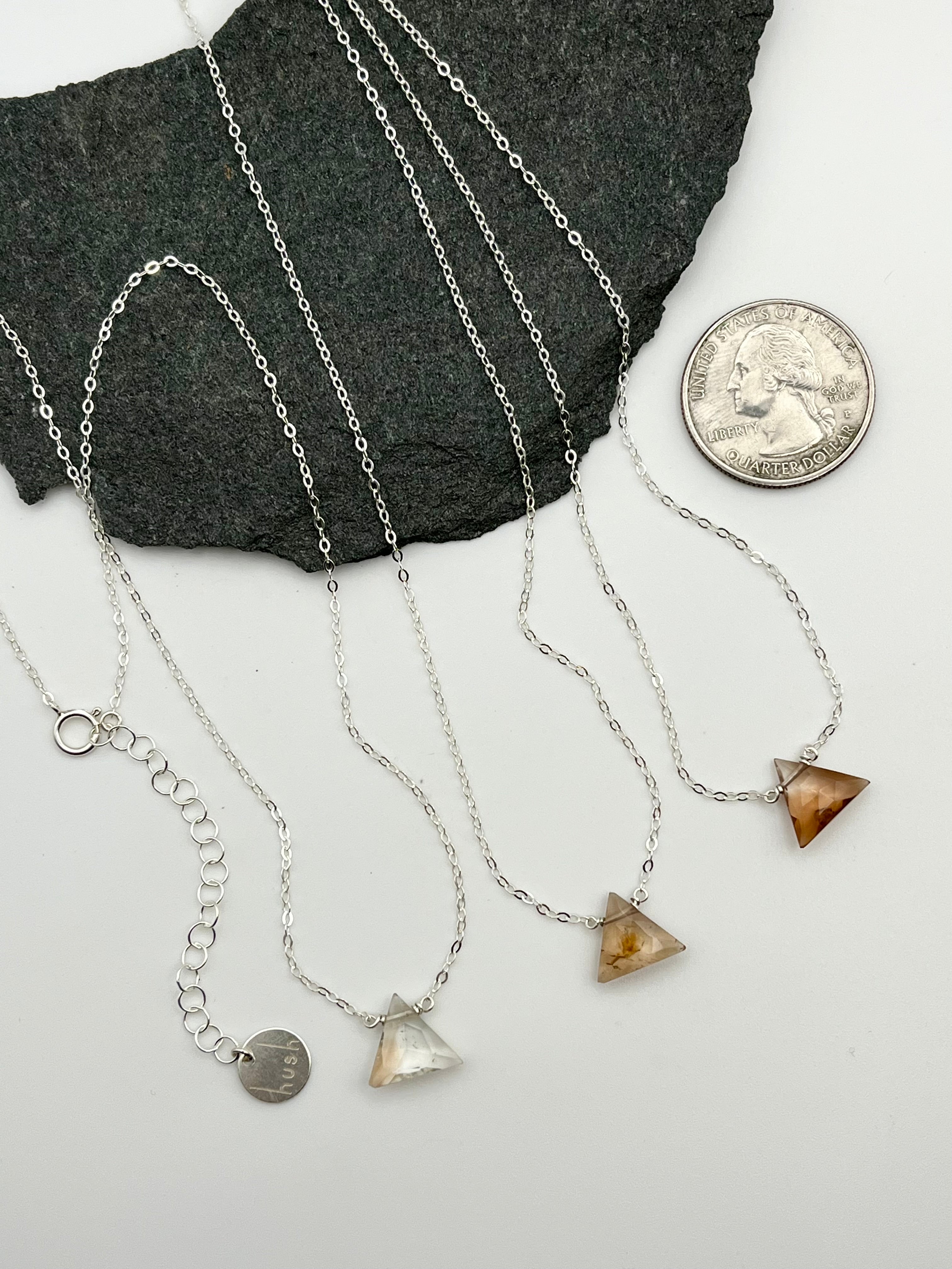 •STRAY• faceted imperial topaz triangle + silver necklace