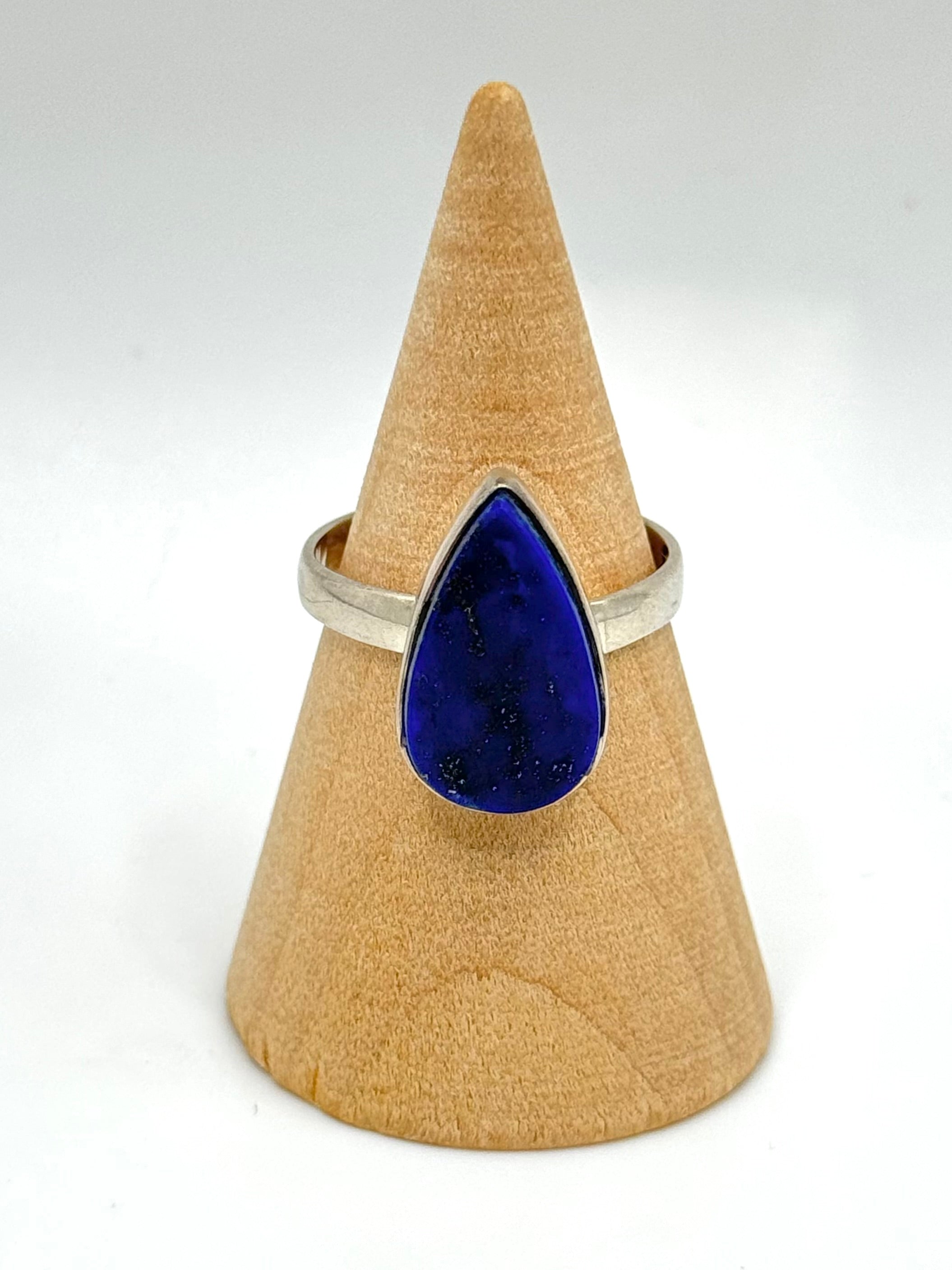 •LAPIS - LARGE TEARDROP• silver ring (size 8)