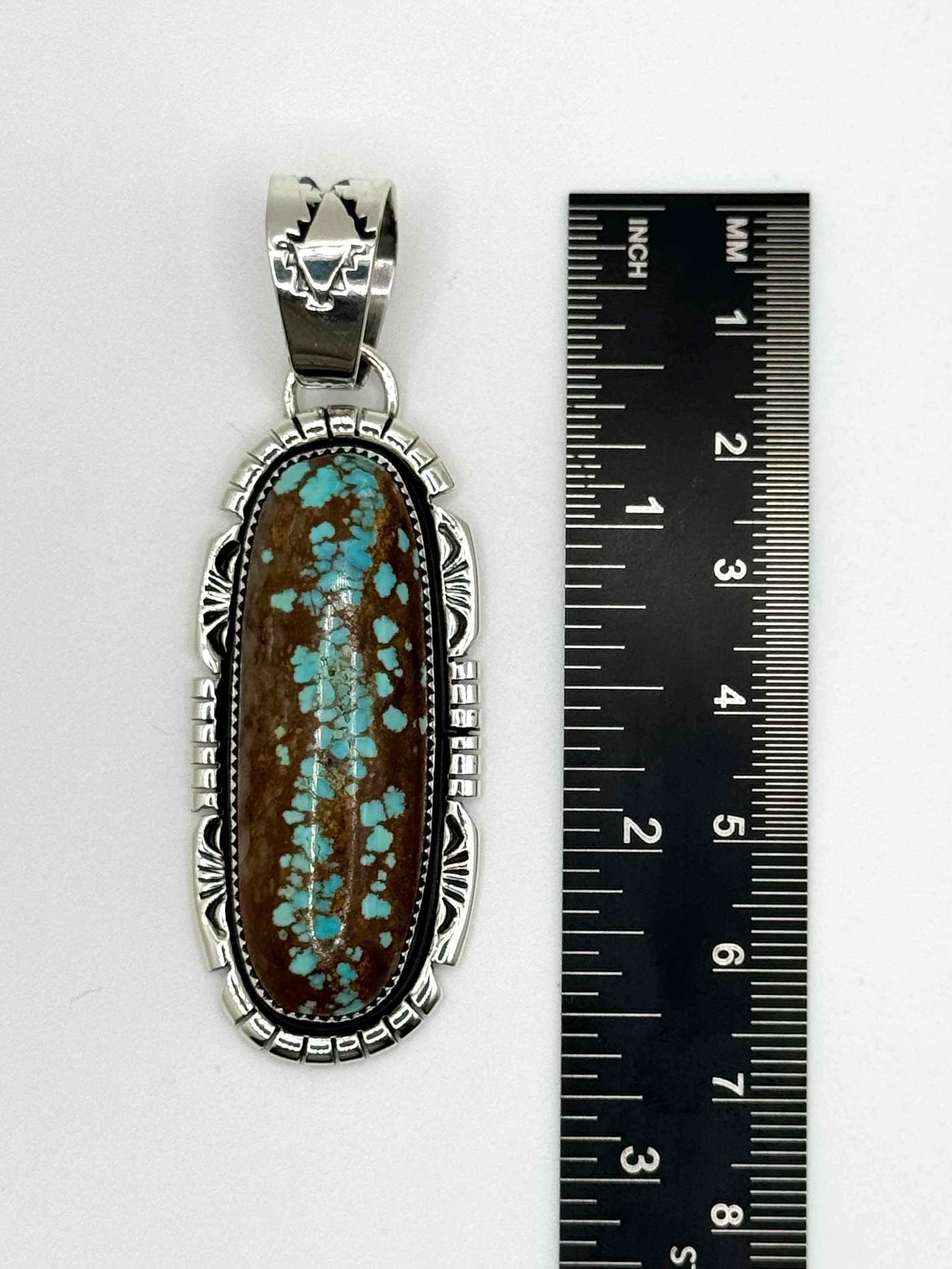 •#8 NEVADA TURQUOISE - 2• Navajo silver pendant