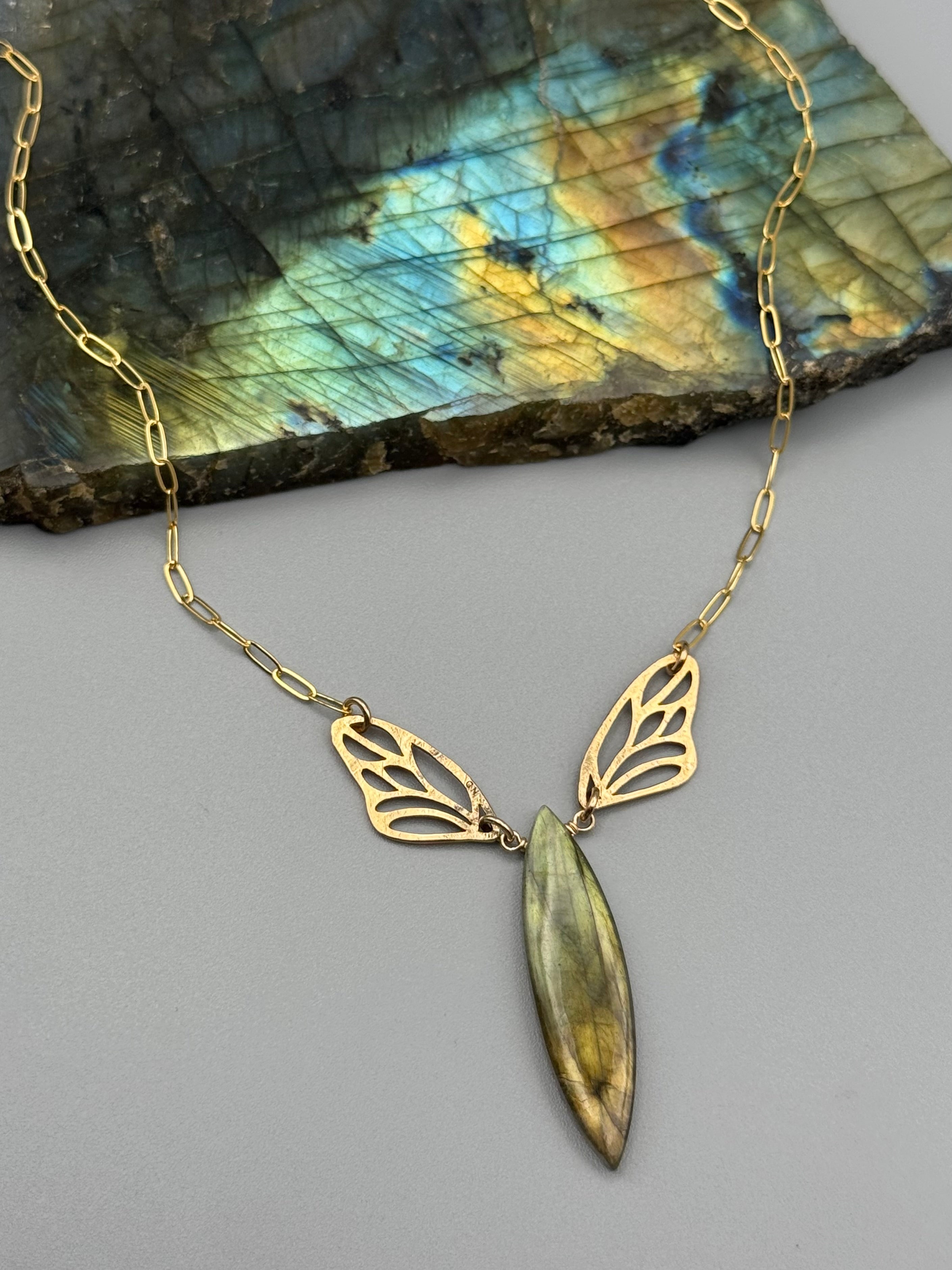 •METAMORPH• golden labradorite + gold necklace (16"-18" long)