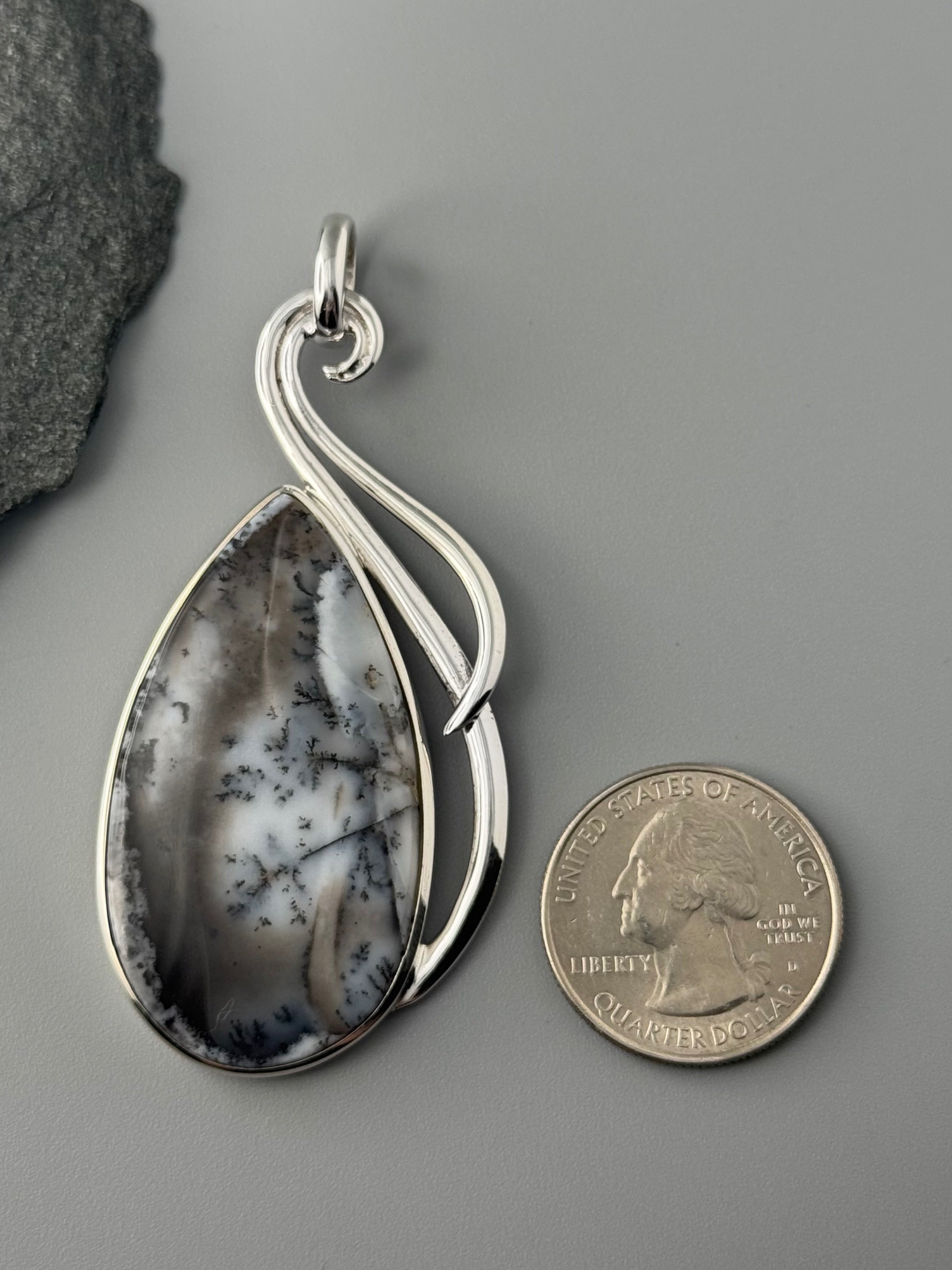 •DENDRITIC OPAL TEAR - FLOURISH• sterling silver pendant