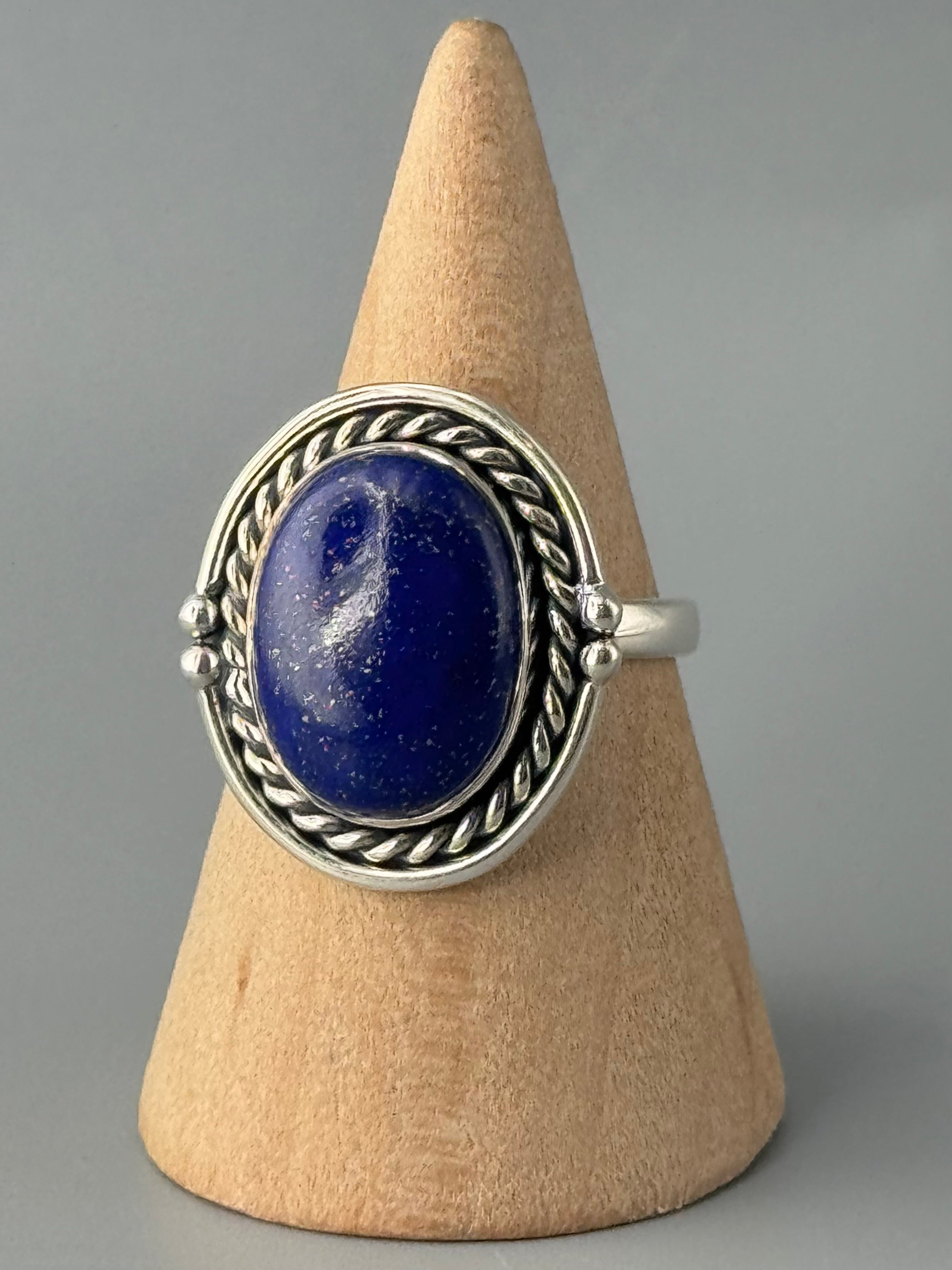 •LAPIS LAZULI - NAUTICAL• sterling silver ring (size 8.75)