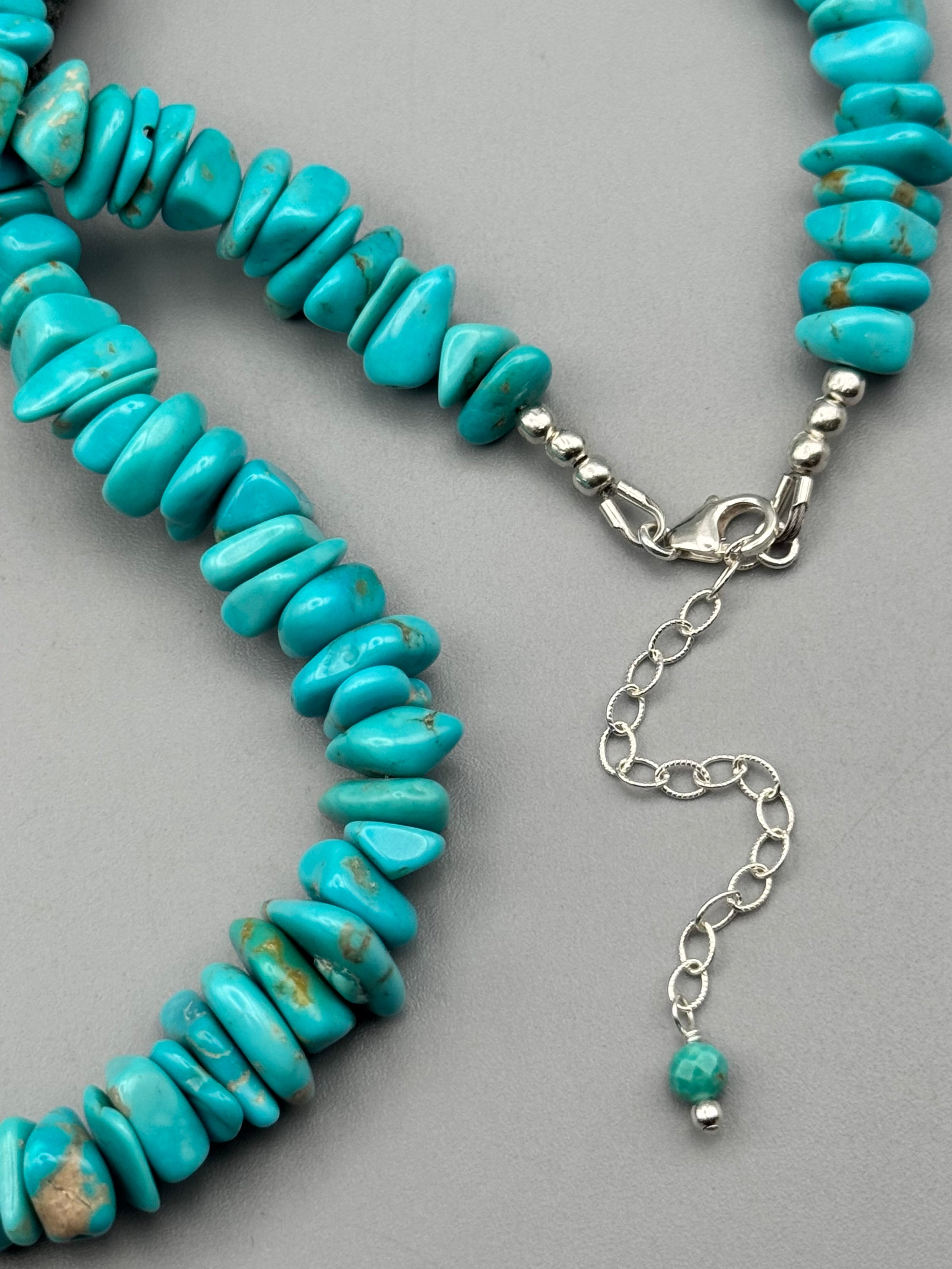 •HUBEI TURQUOISE - CHUNKY STRAND• silver beaded necklace (17.5" - 19.5" long)