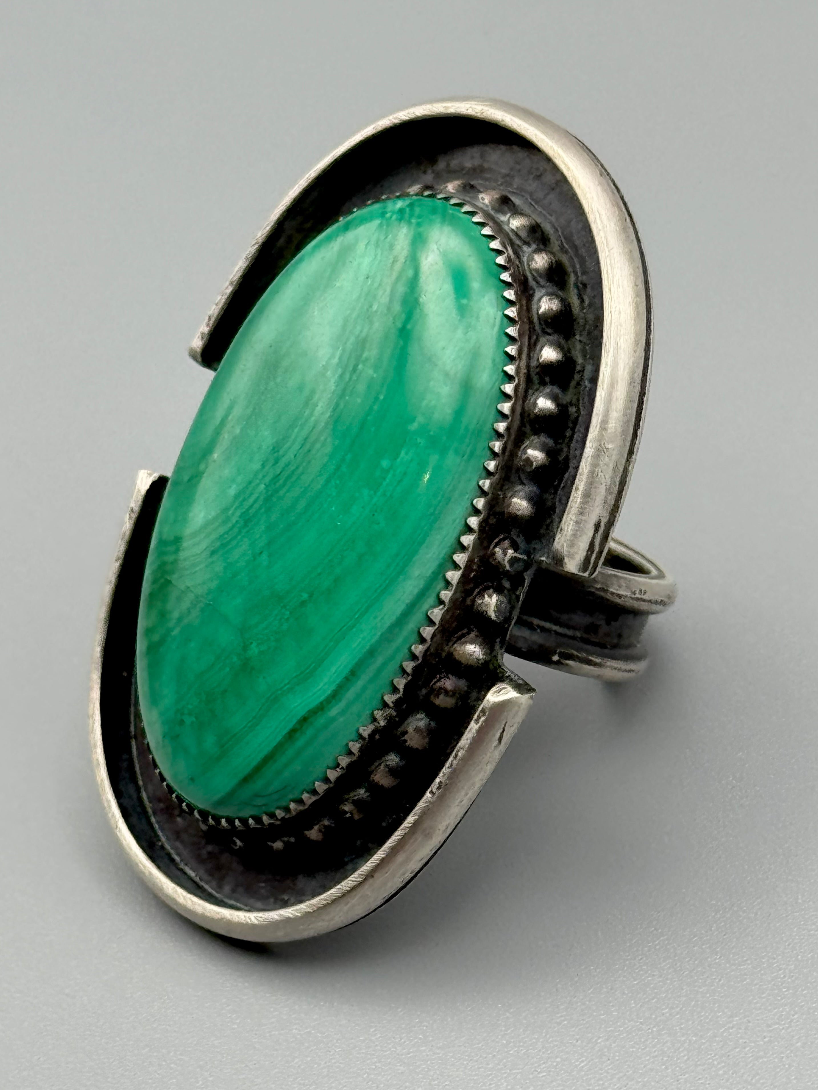 •SPARTAN• malachite + silver ring (size 8.5)