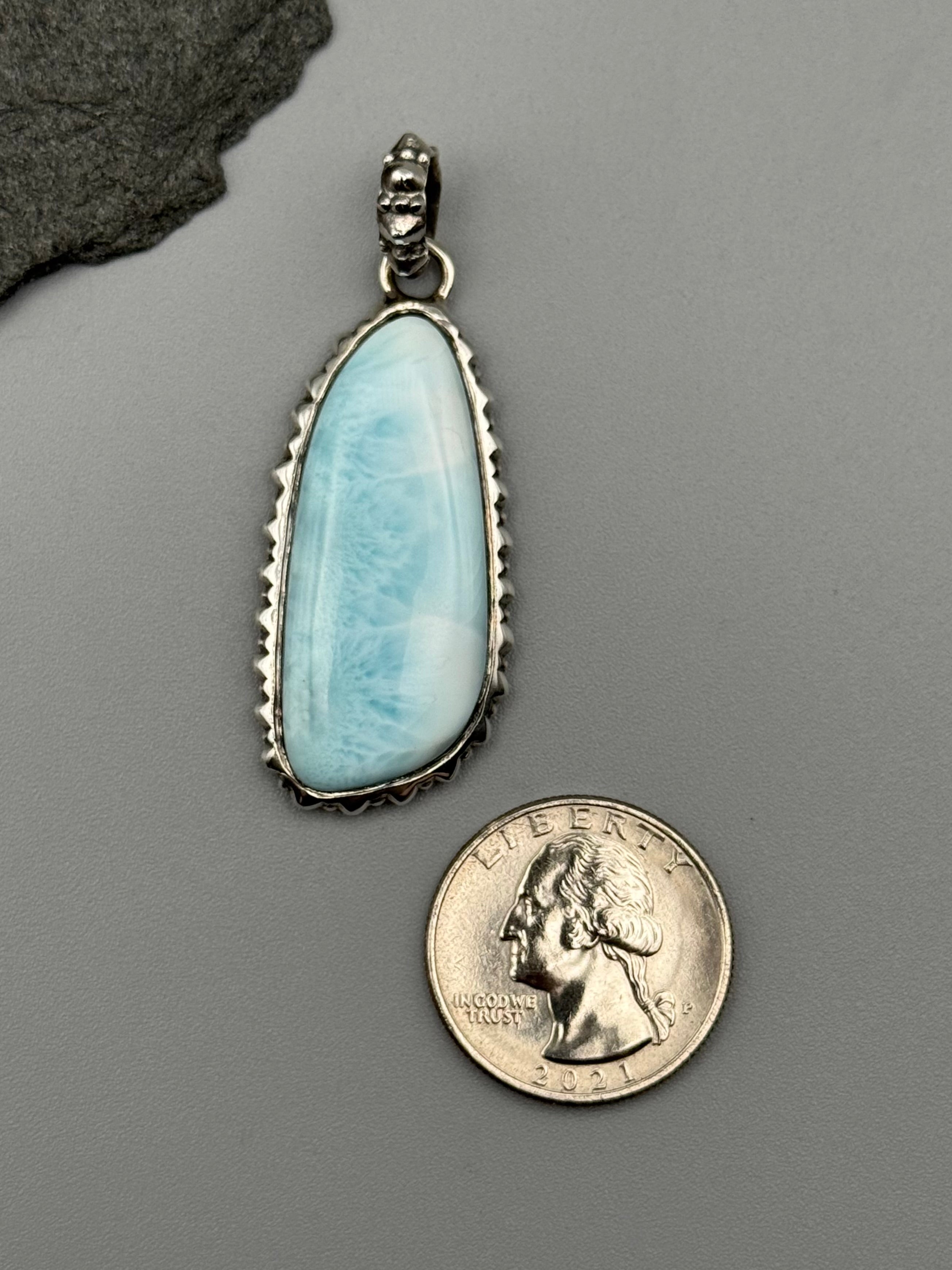 •LARIMAR - FREEFORM FRAME• sterling silver pendant
