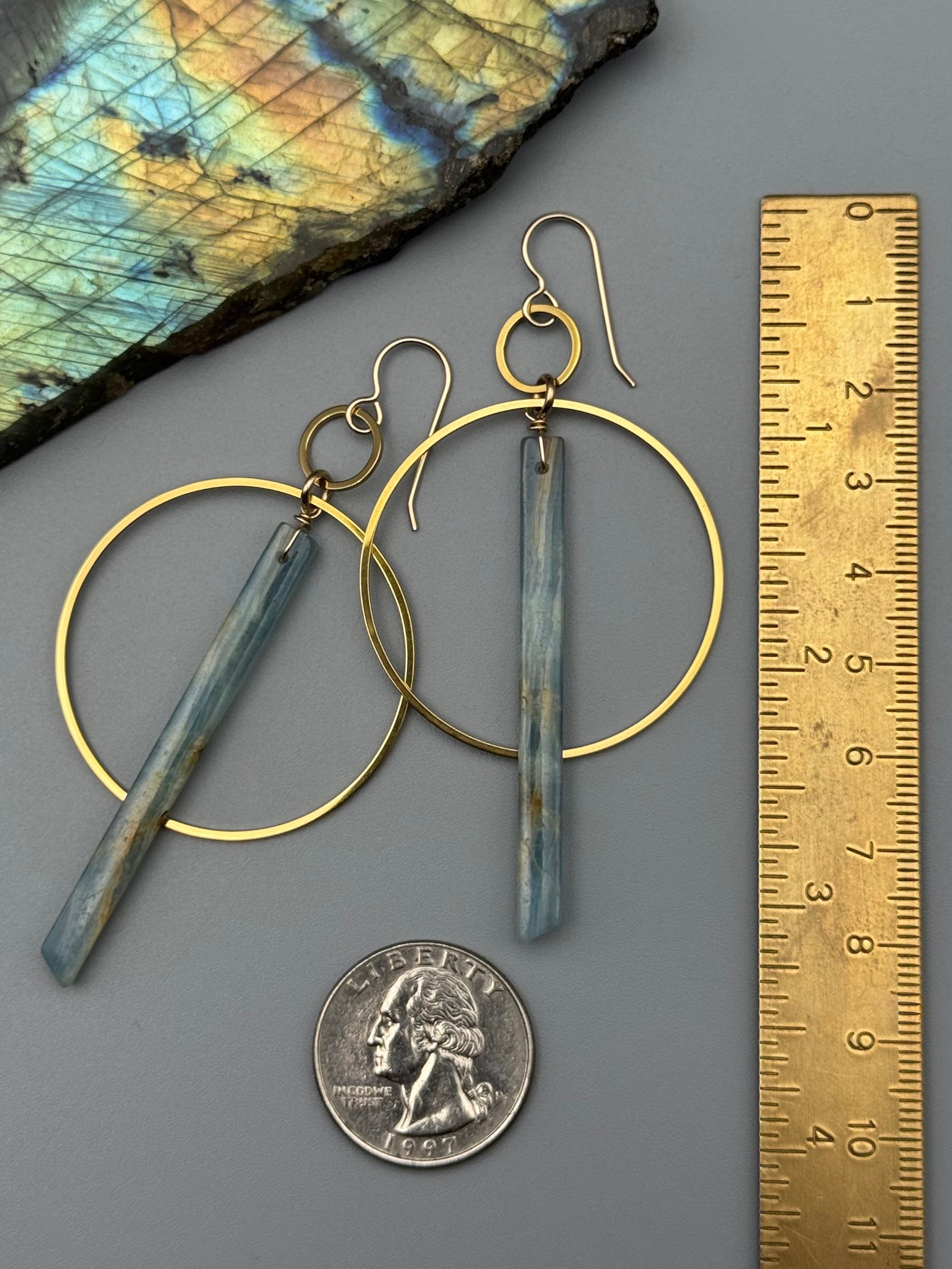 •EQUA ORBIT• blue calcite + gold earrings