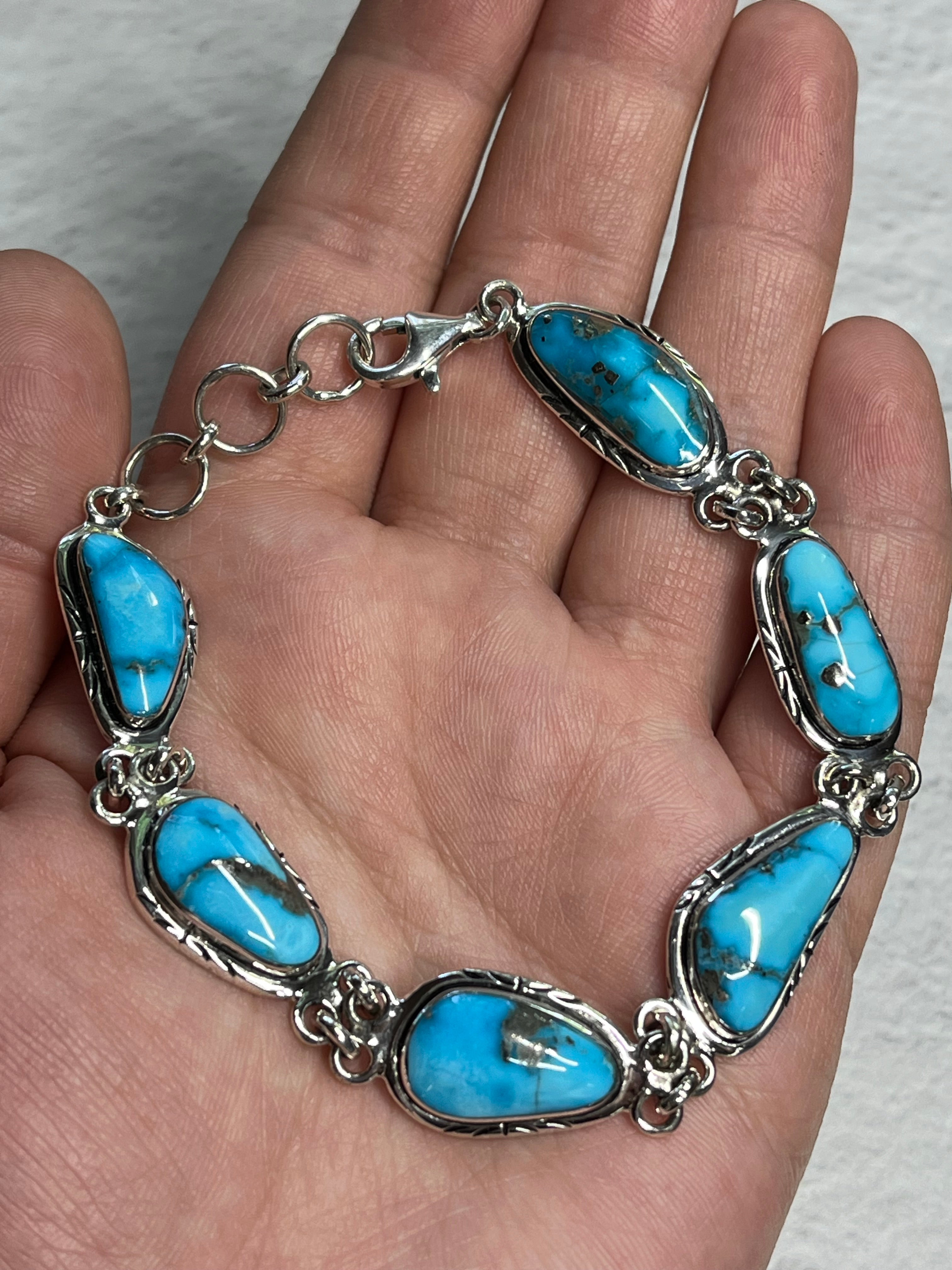 •BLUE RIDGE NEVADA TURQUOISE• Navajo silver bracelet