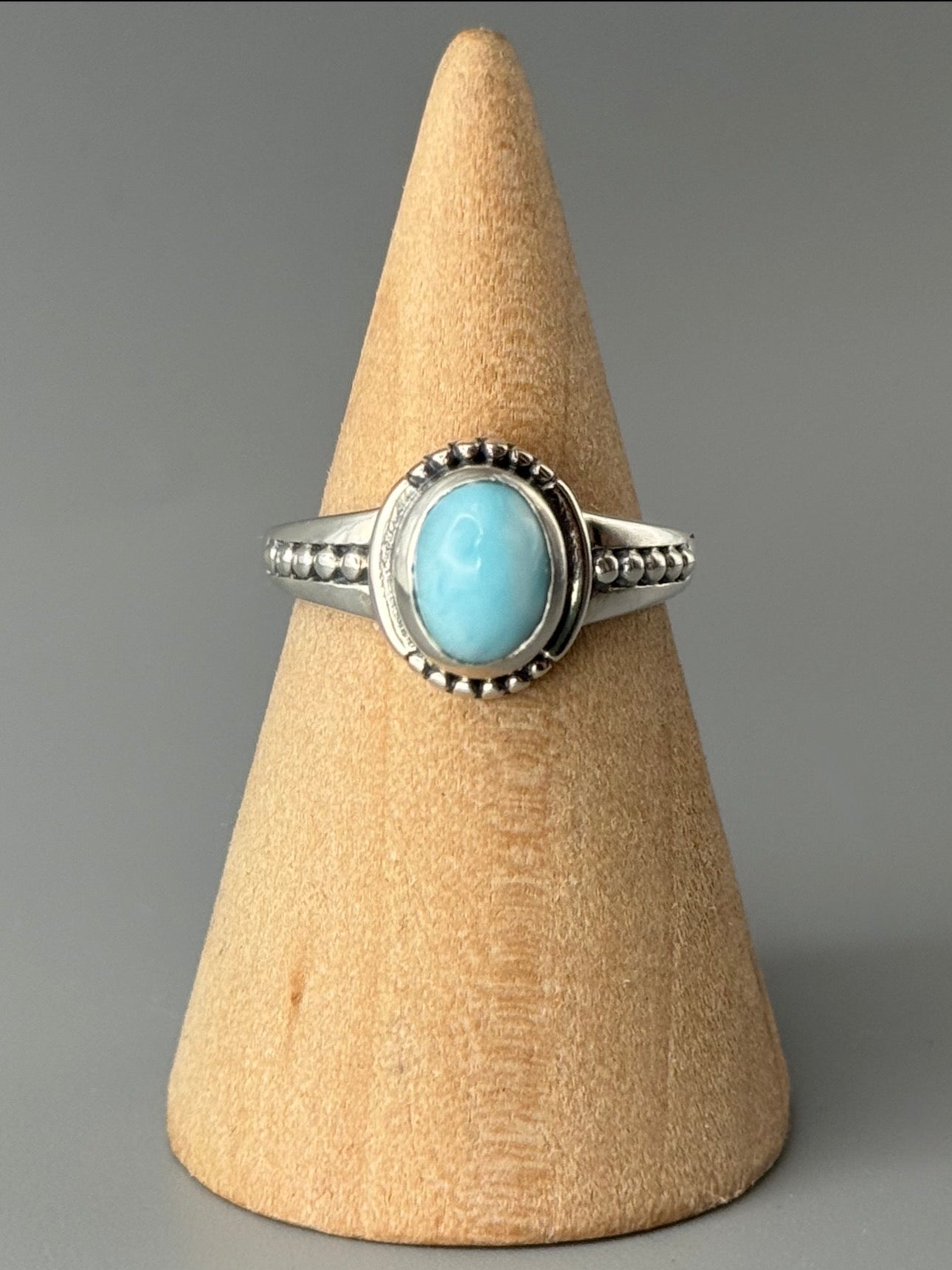 •LARIMAR OVAL - ADORNED• sterling silver ring (size 7)