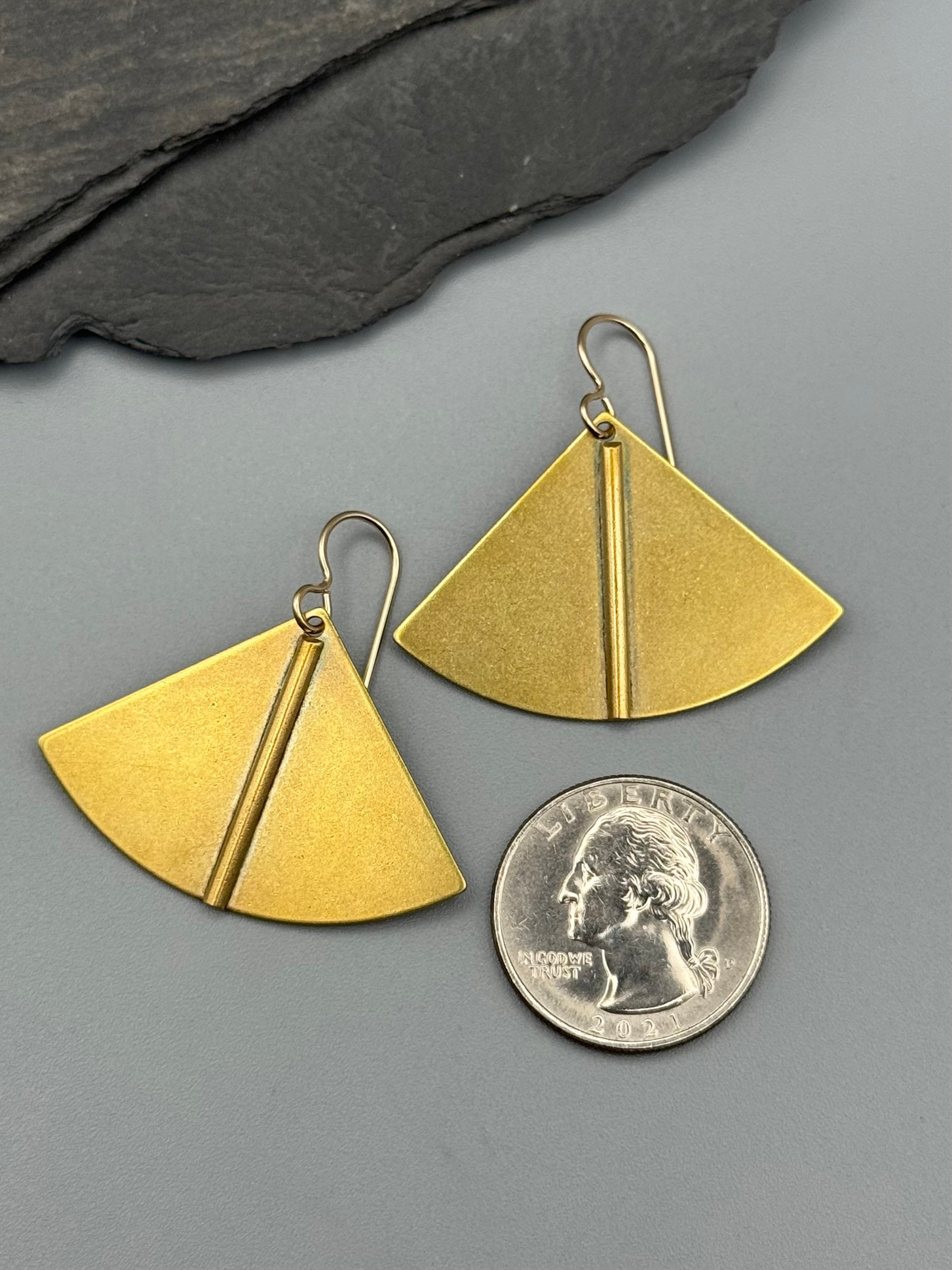 •FAN• gold dangle earrings