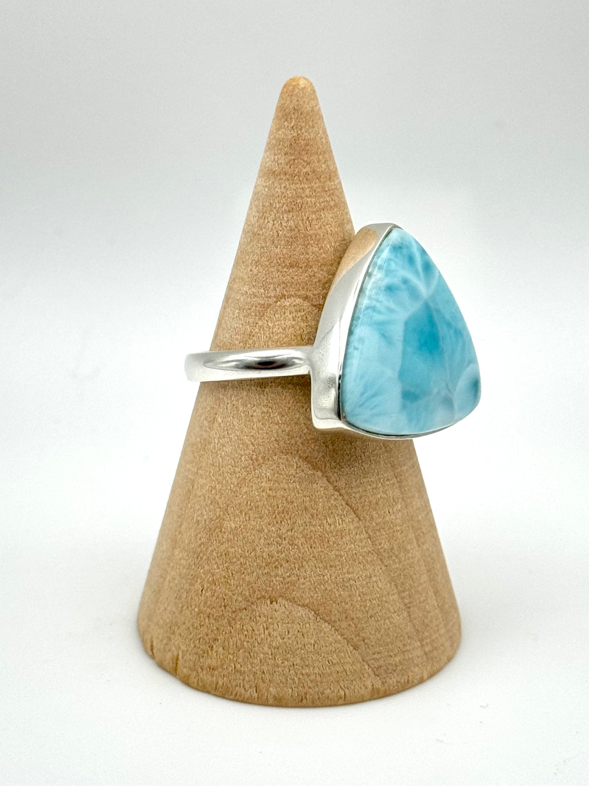 •LARIMAR - LARGER ROUNDED TRIANGLE• silver ring (size 8)