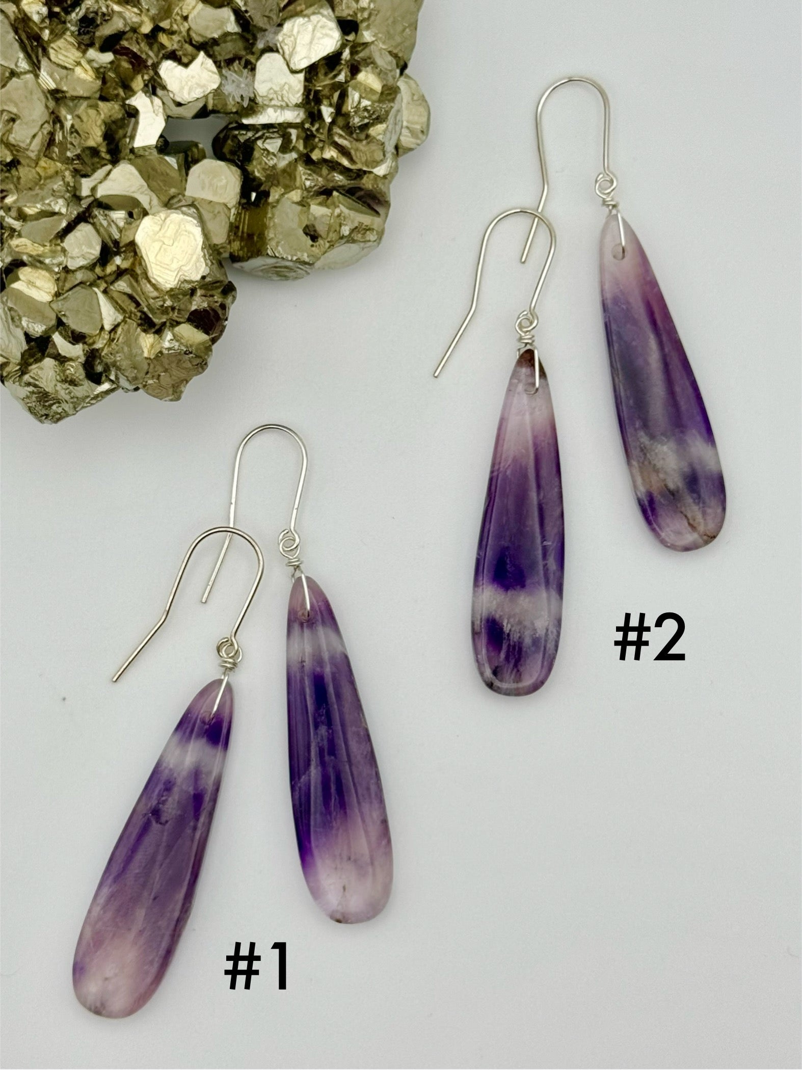 •STRAY• chevron amethyst + silver dangle earrings