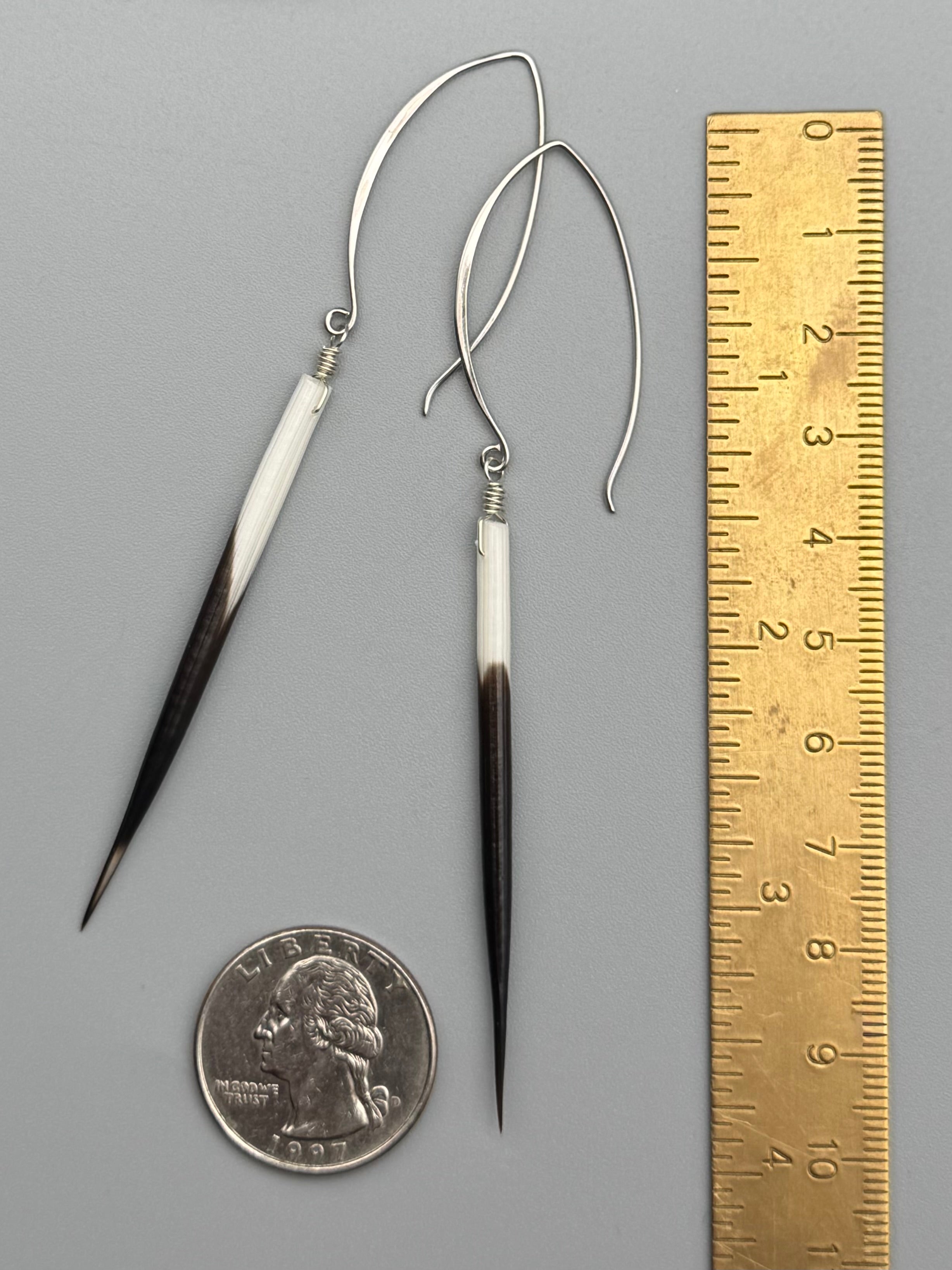 •THREADER• porcupine quill + silver earrings