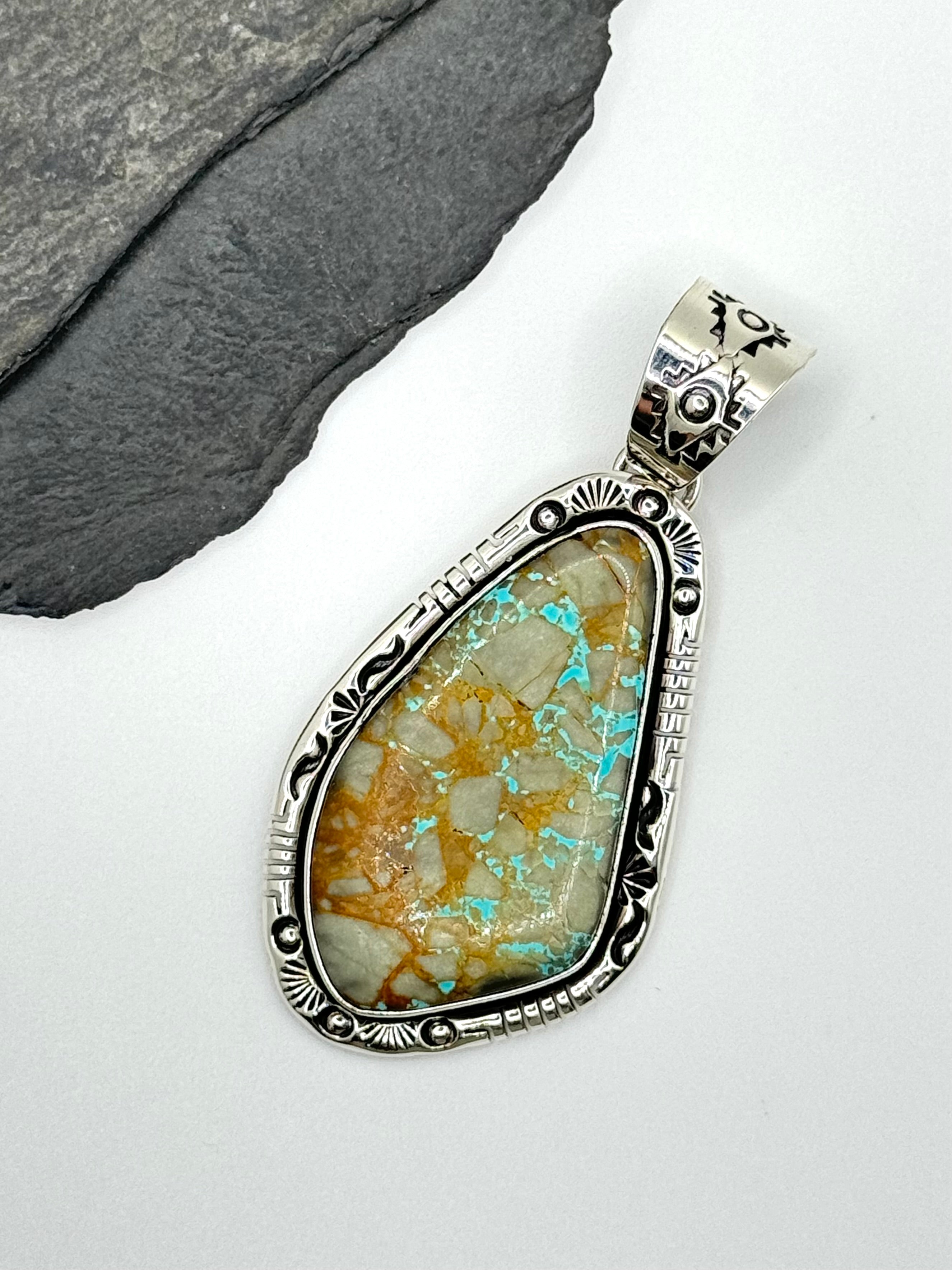 •TURQUOISE - 2• Navajo silver pendant