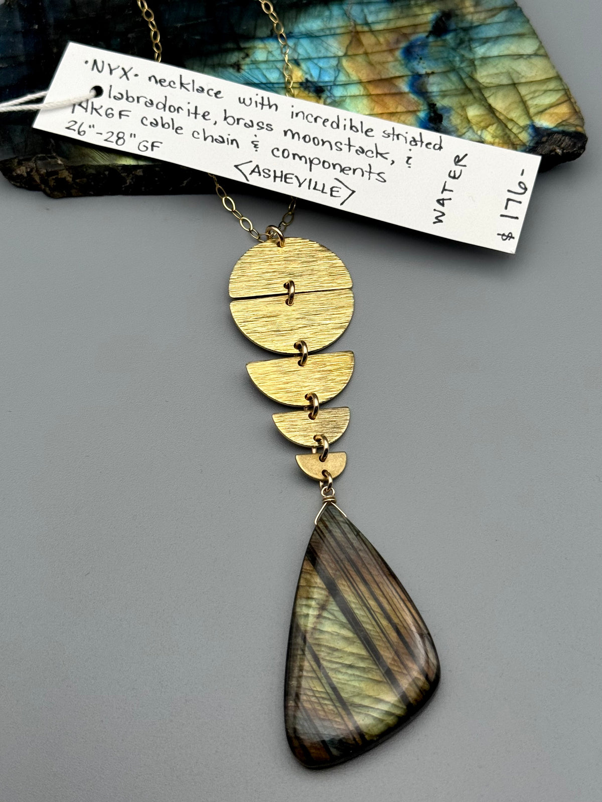 •NYX• labradorite freeform + gold necklace (26"-28" long)