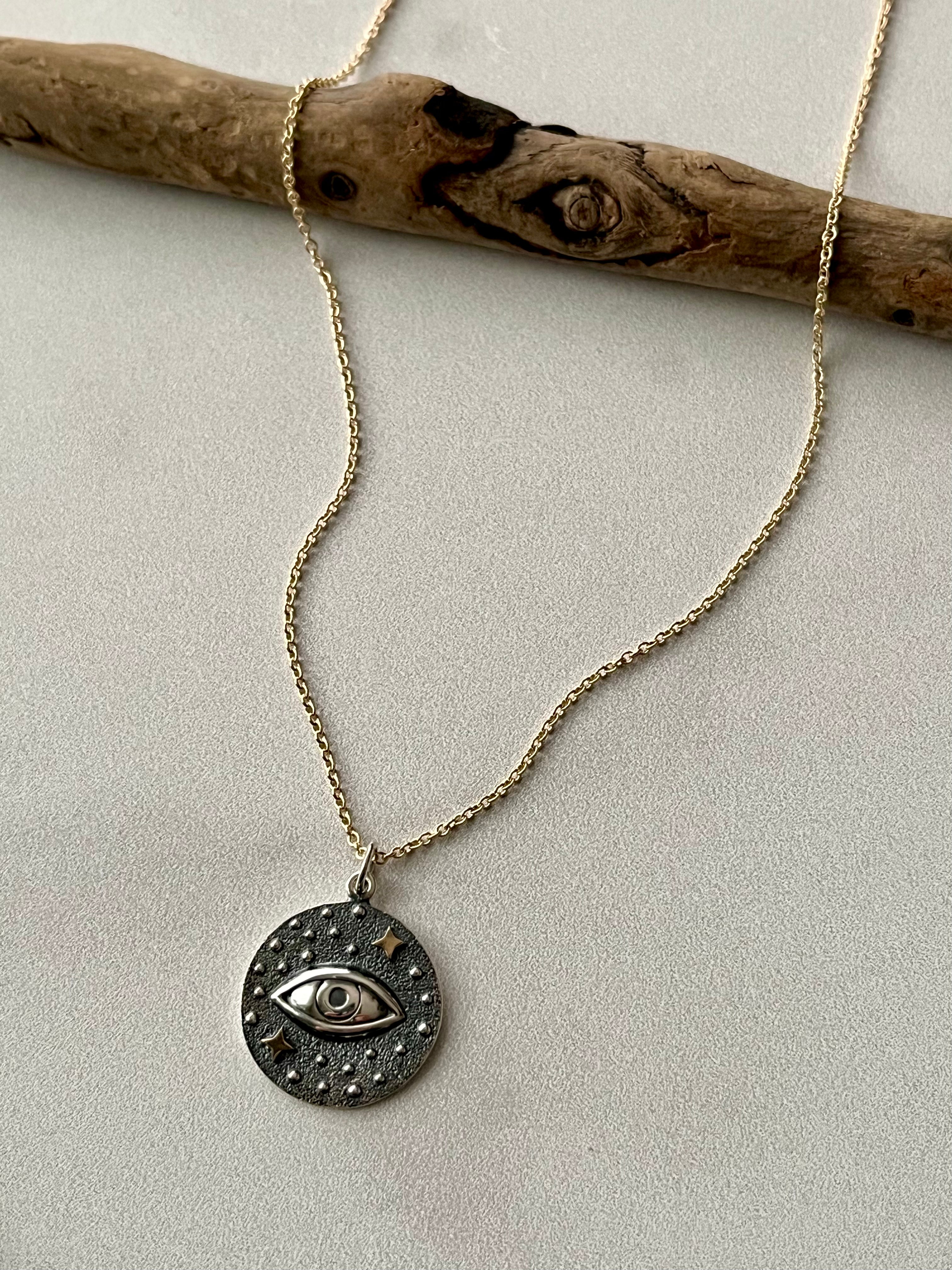 •PROTECTIVE EYE•  mixed metal necklace