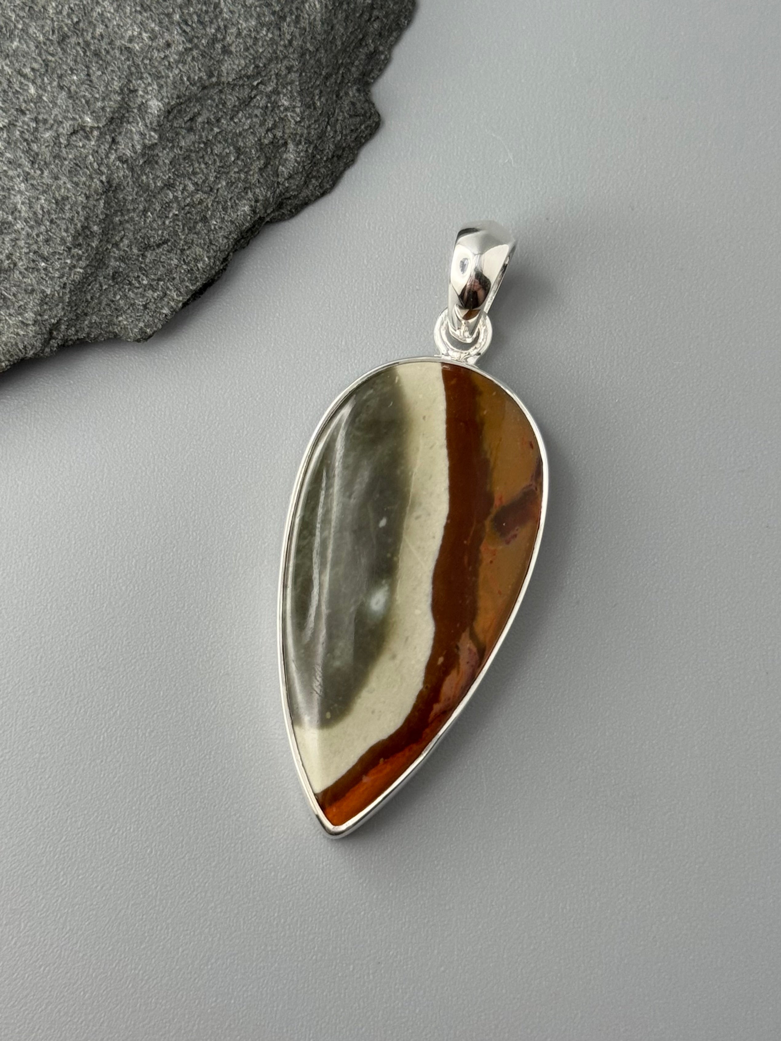 •POLYCHROME JASPER - SPEAR TEAR• sterling silver pendant