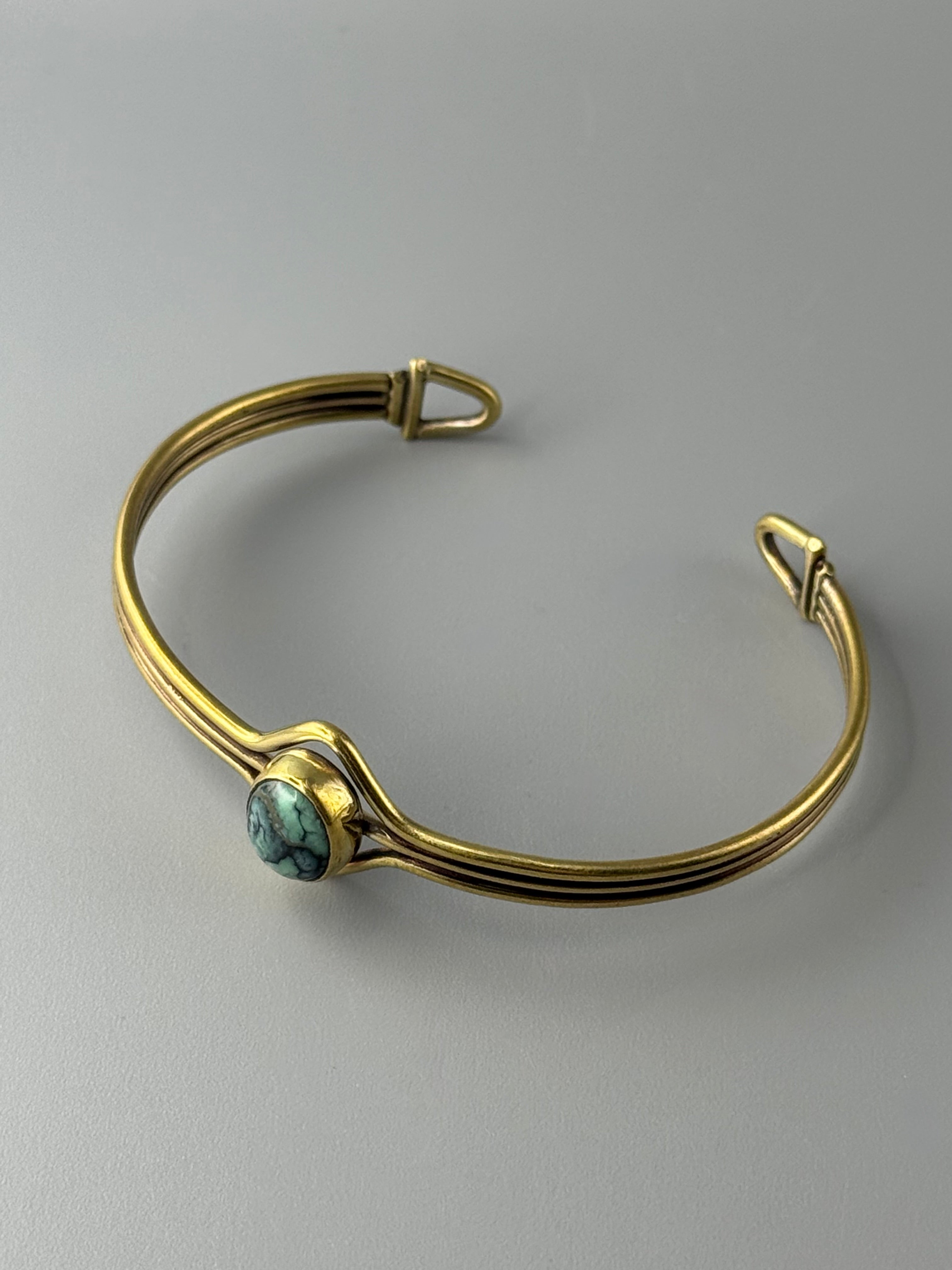 •NEW LANDER TURQUOISE• brass cuff bracelet